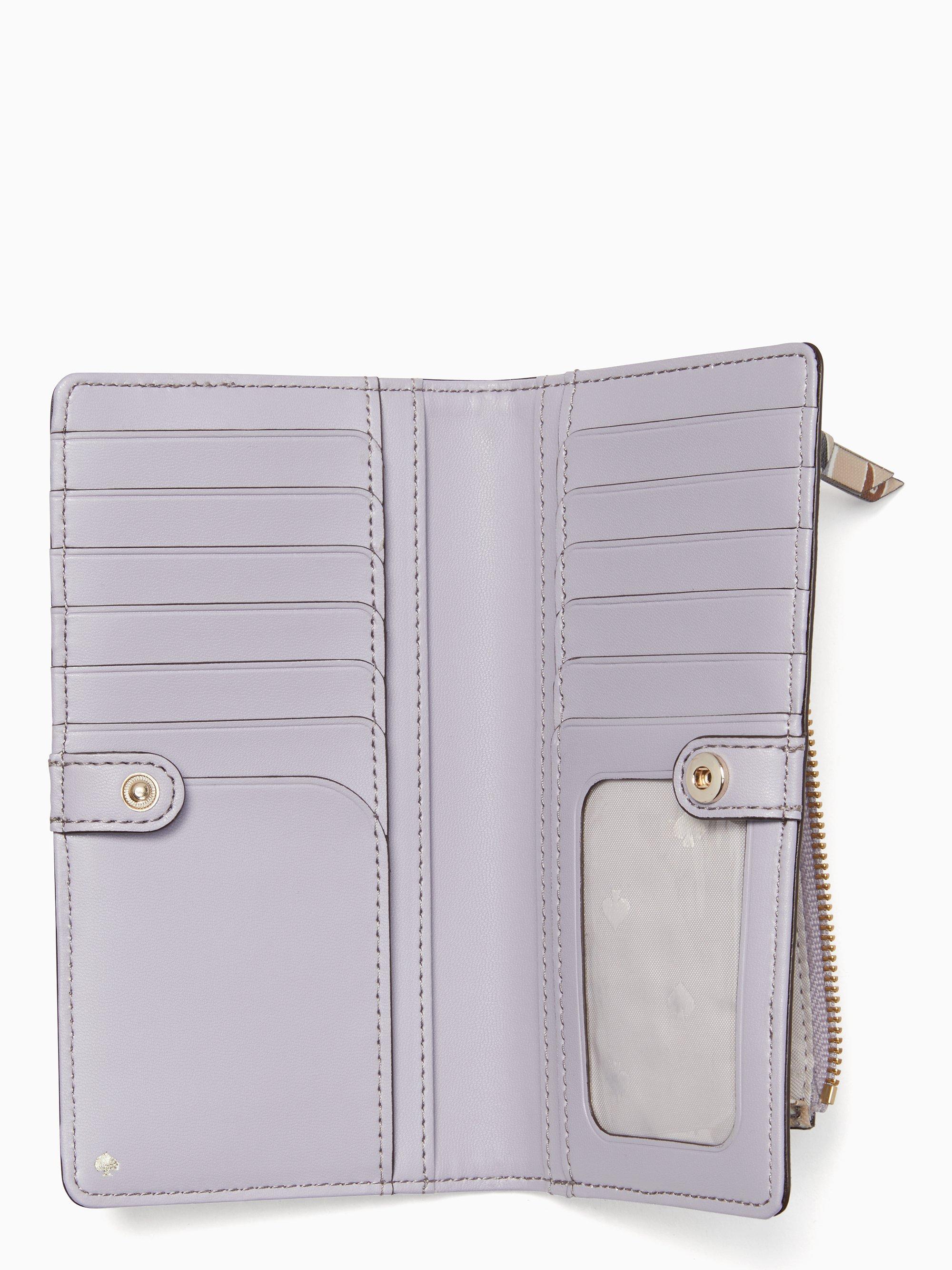 Kate Spade Leather Cameron Breezy Floral Large Slim Bifold Wallet 