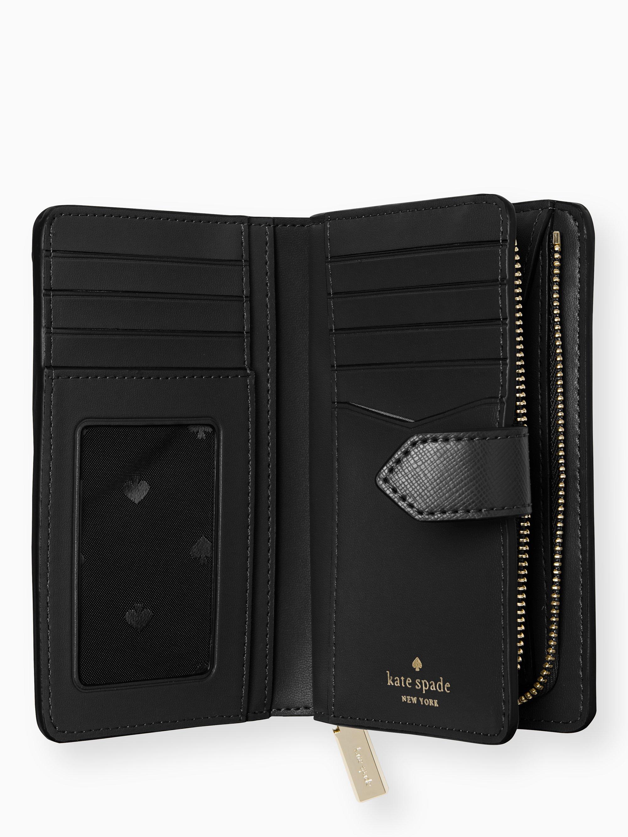 Kate Spade Staci Medium Compact Bifold Wallet in Black - Lyst