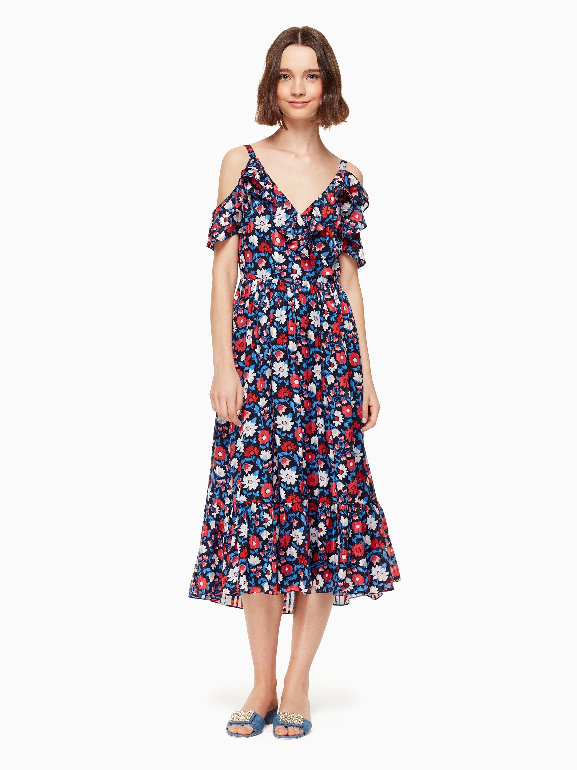 Kate Spade Daisy Satin Stripe Midi Dress in Blue Save 57 Lyst