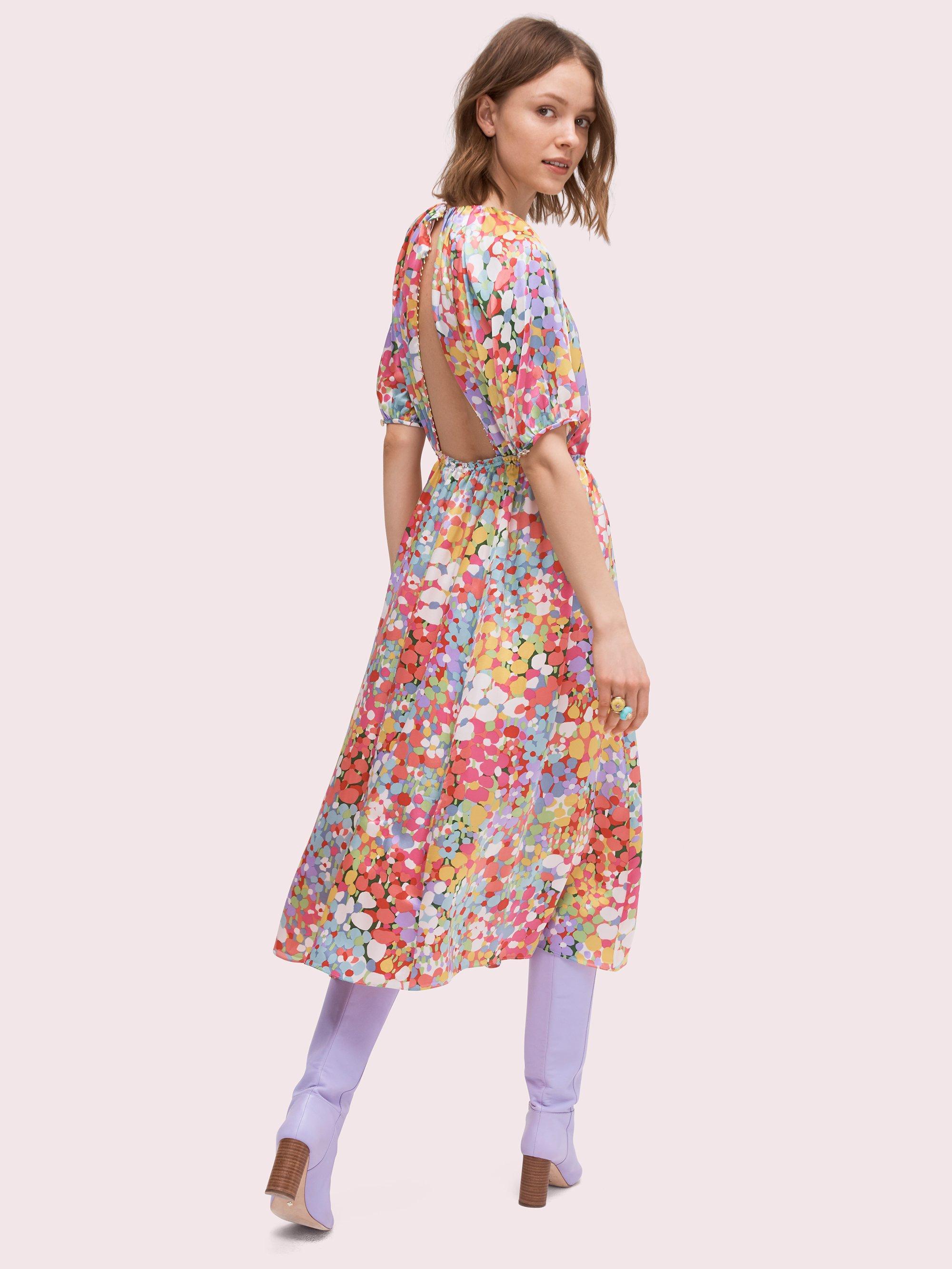 kate spade floral park clip dot midi dress