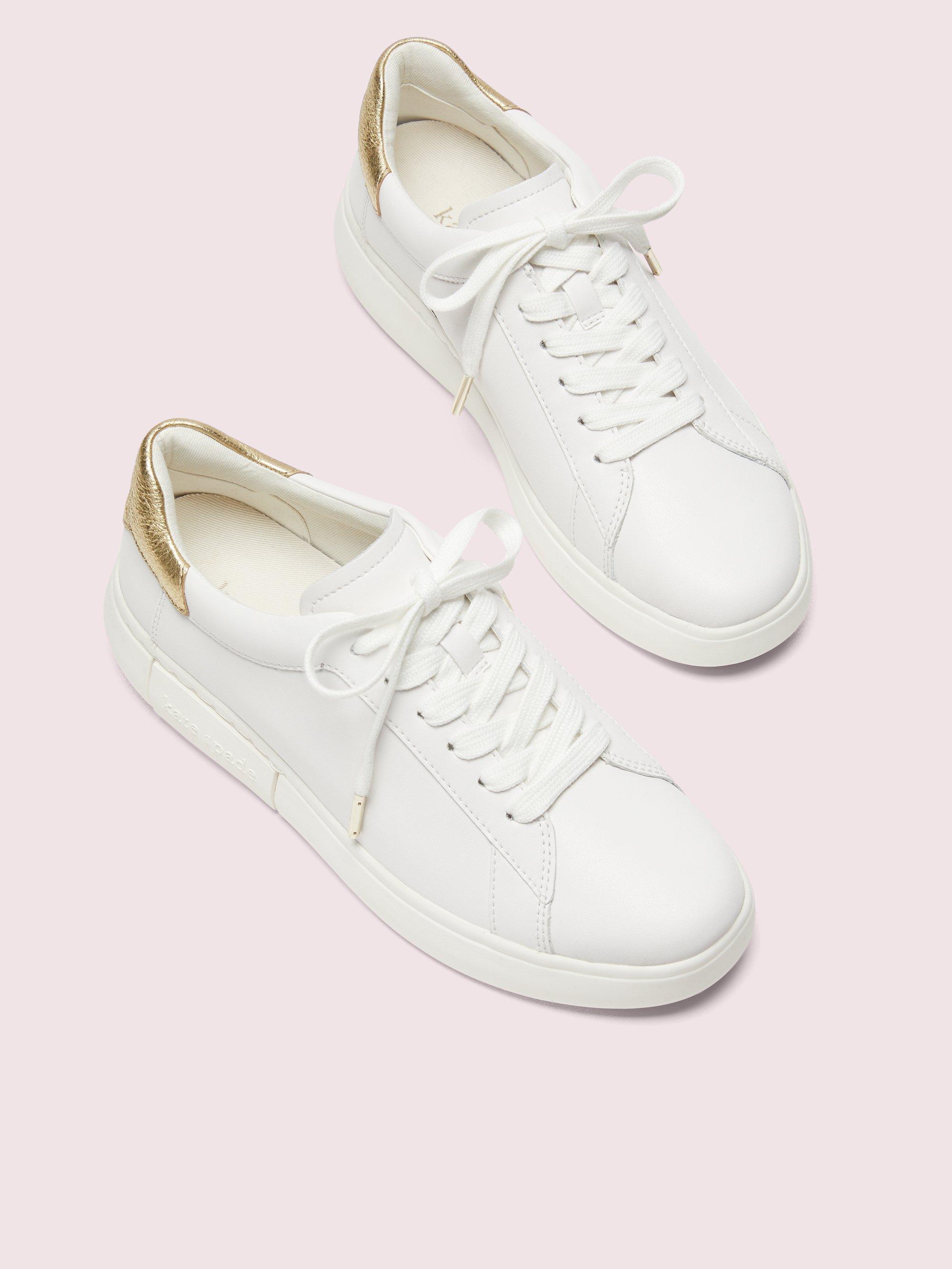 Kate Spade Leather Lift Sneakers in White Lyst
