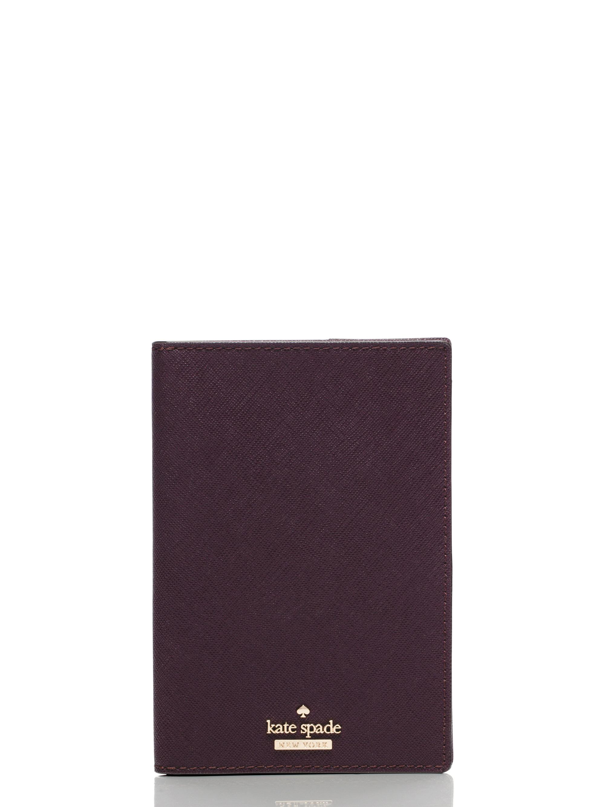 Kate Spade Leather Cameron Street Travel Passport Holder in Mahogany