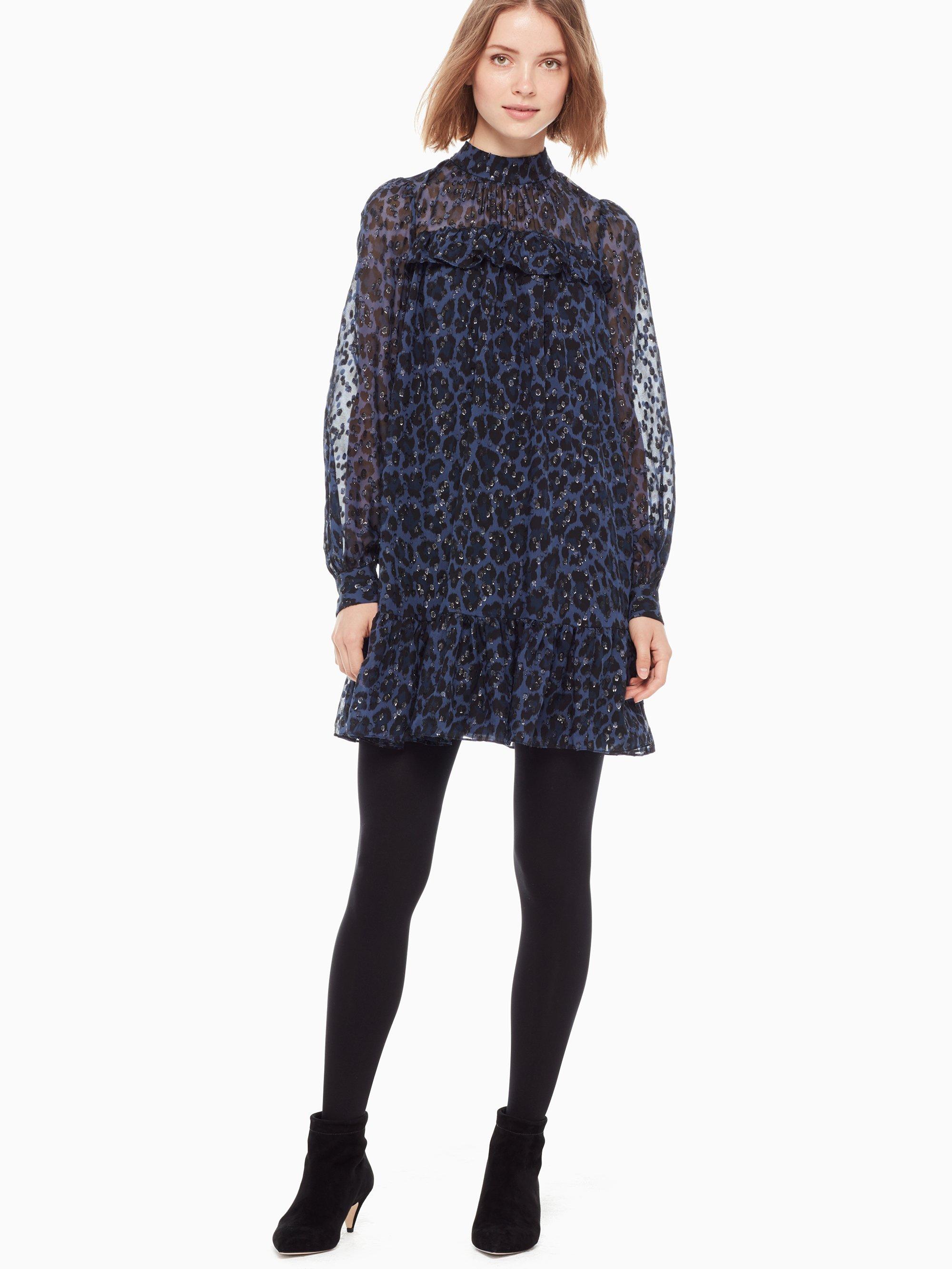 kate spade blue leopard dress
