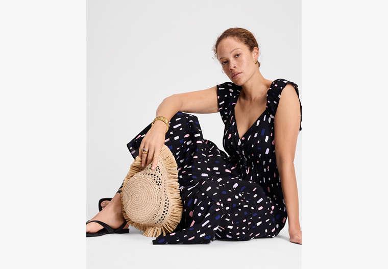 【Kate Spade】Painterly Strokes Flutter Sleeve Dress国内発送 Kate Spade Painterly Strokes Flutter Sleeve Dress in Black