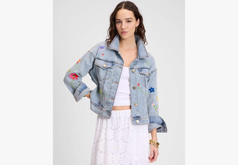 Kate Spade Floral Embroidered Denim Jacket in Blue | Lyst UK