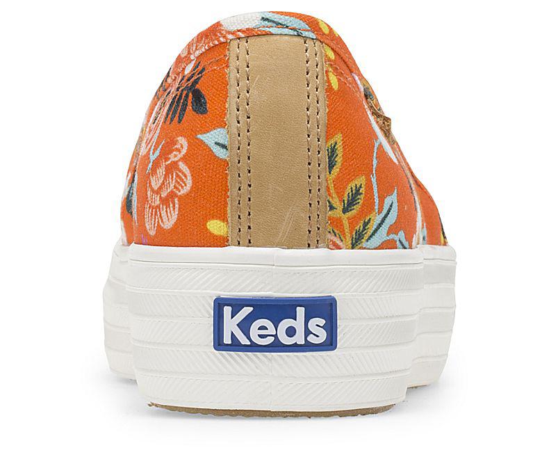 Keds Canvas X Rifle Paper Co. Triple Decker Scarlet Birch in Orange - Lyst