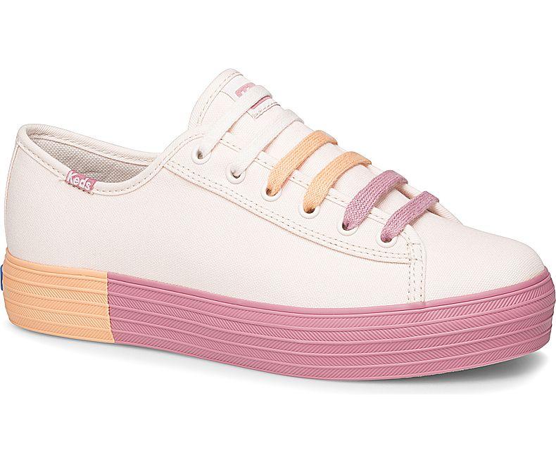 Keds Canvas Triple Kick Colorblock Foxing Sneakers in lt Pink (Pink ...