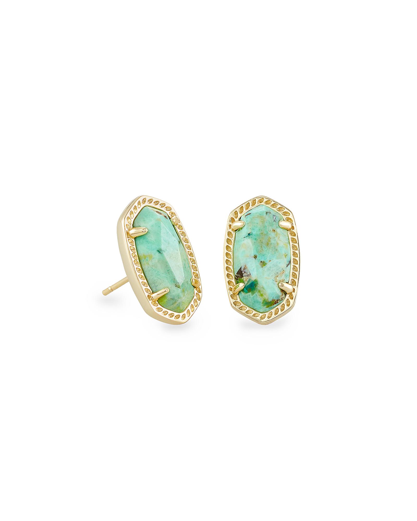 Kendra Scott Ellie Gold Stud Earrings in Green Lyst