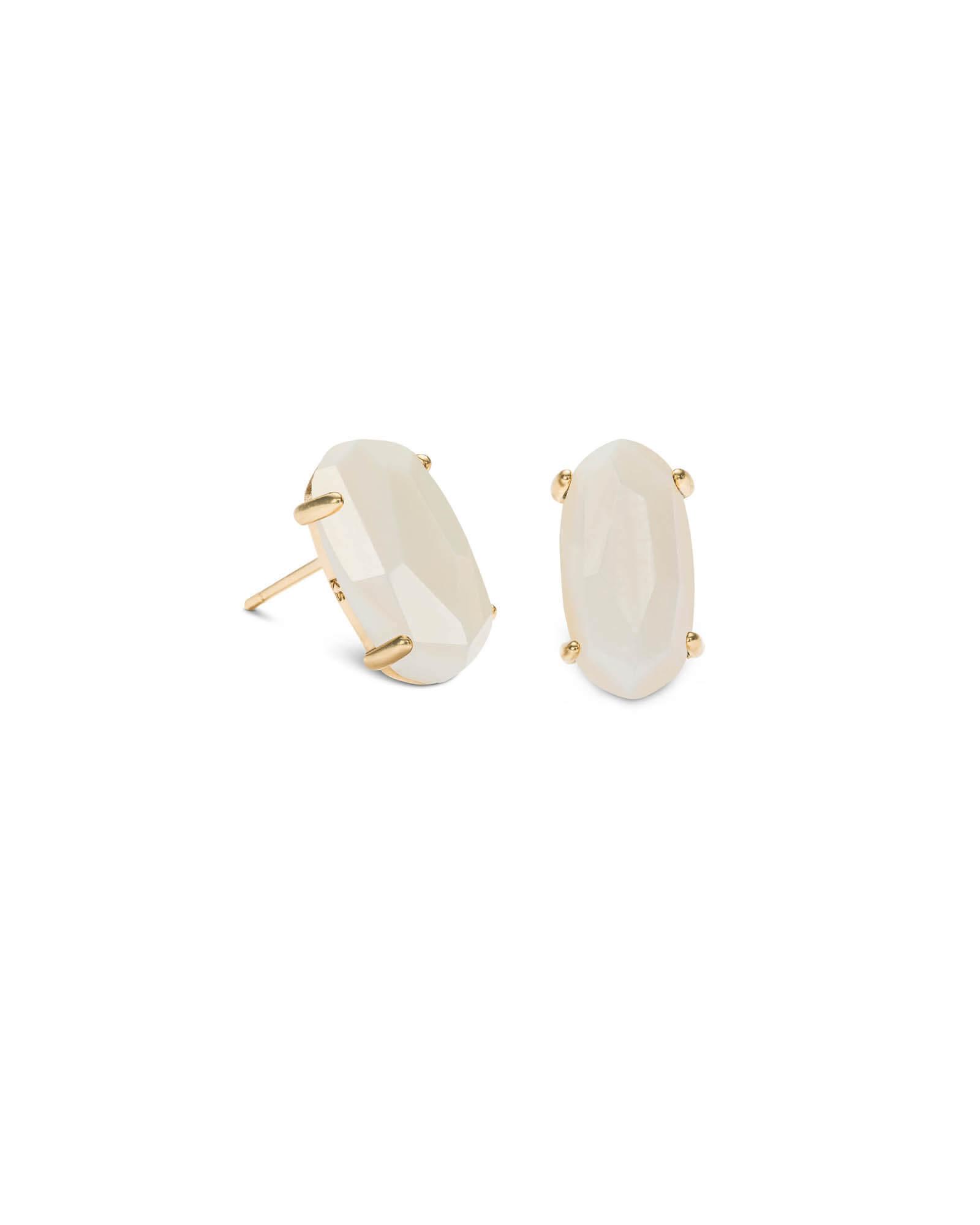 Kendra Scott Betty Gold Stud Earrings in White Pearl (Metallic) - Lyst