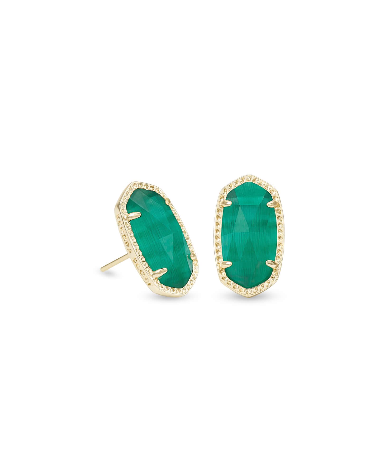 Kendra Scott Ellie Gold Stud Earrings in Green Lyst