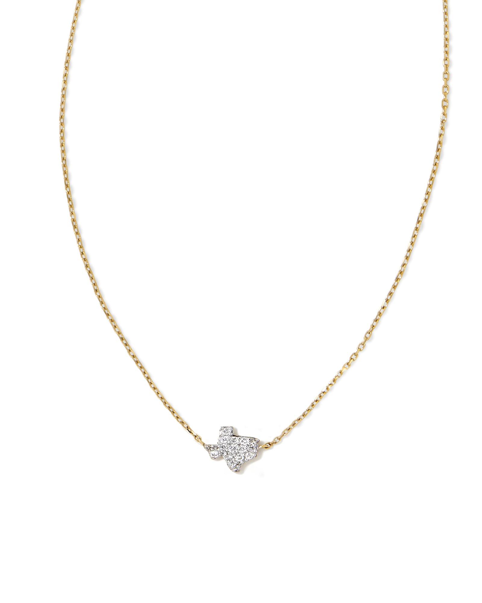 Kendra Scott Tiny Texas 14k Yellow Gold Pendant Necklace in White