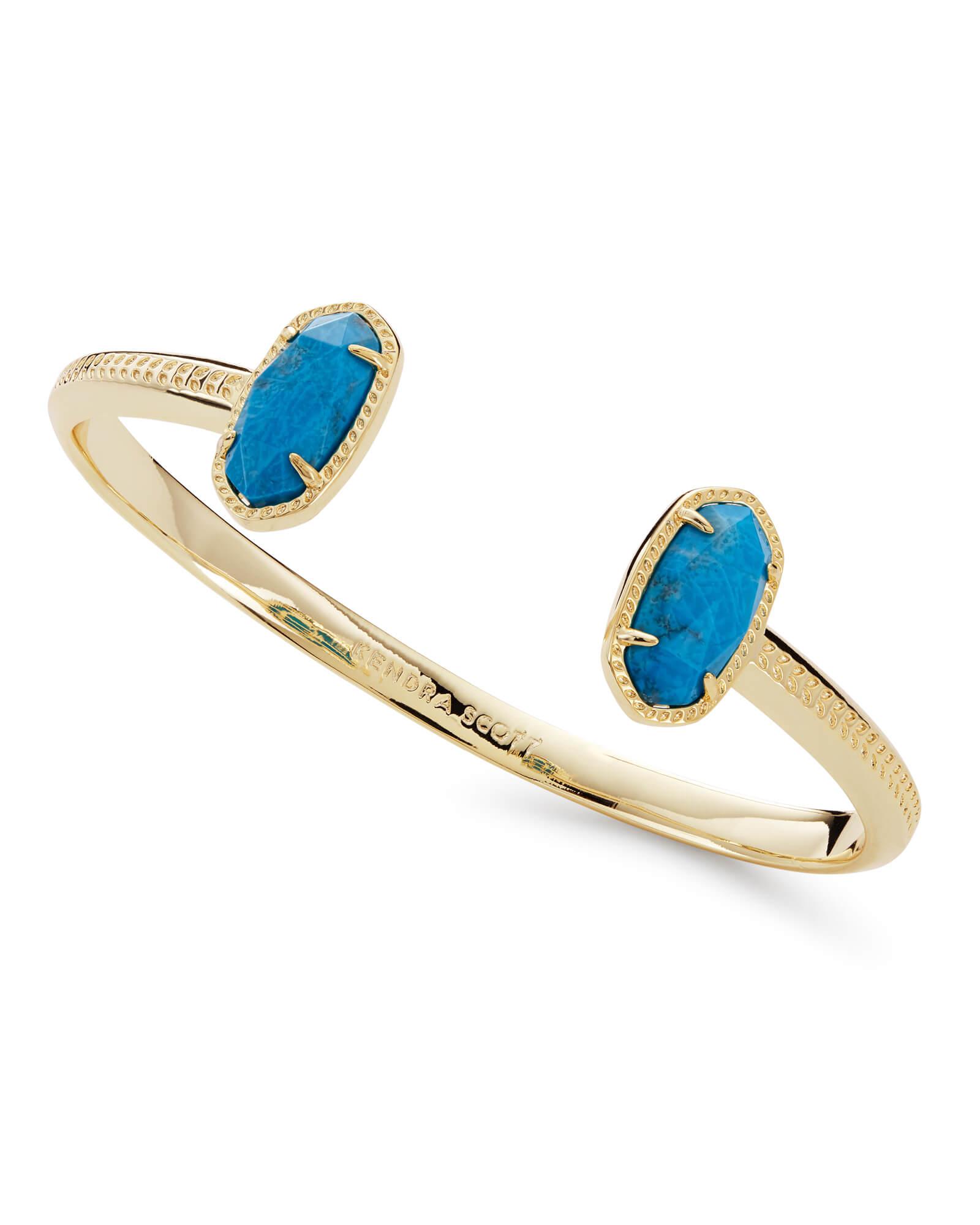 Kendra Scott Elton Gold Cuff Bracelet In Aqua Howlite in Blue Lyst