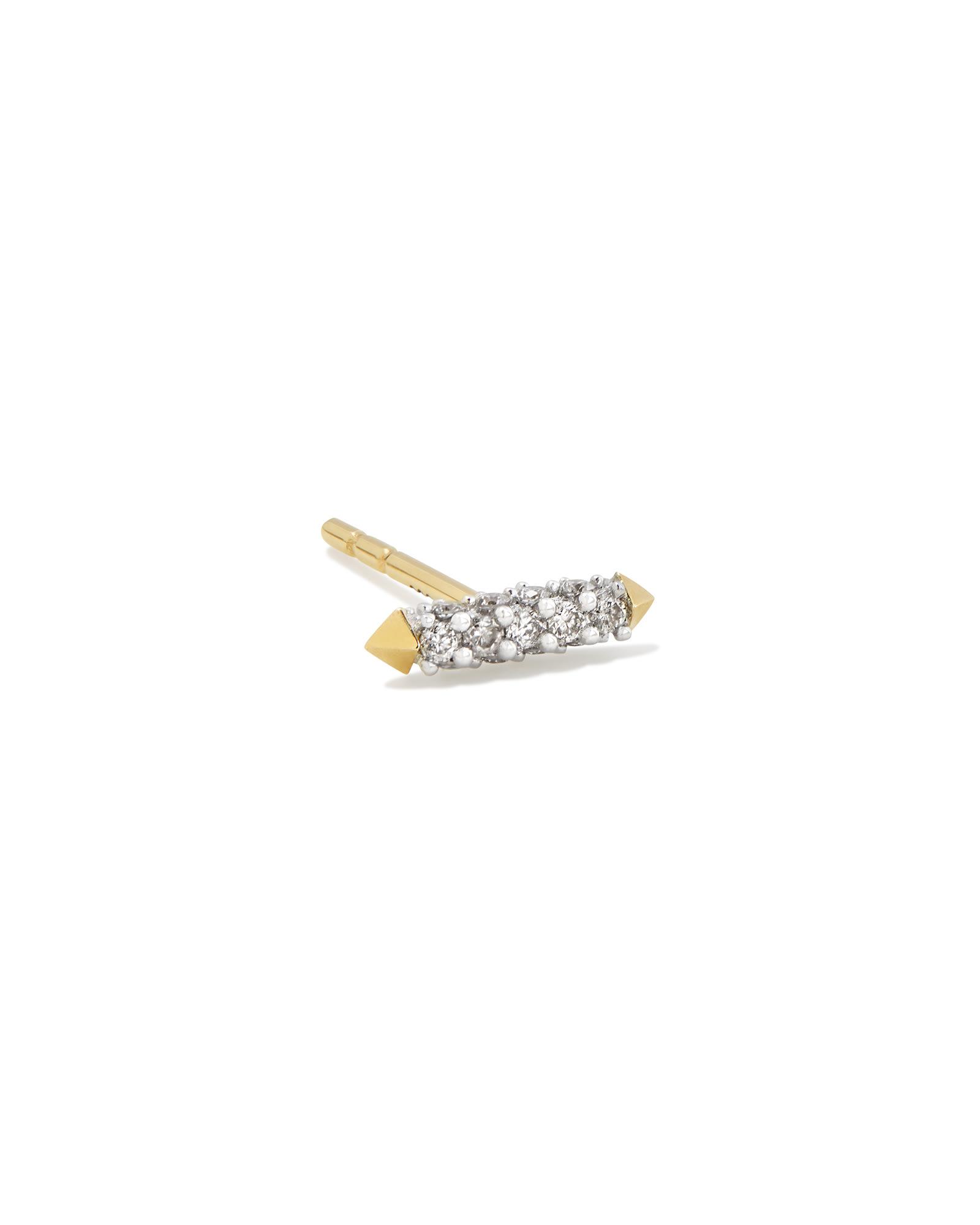 Orion Mini 14k Yellow Gold Single Stud Earring in White Diamond