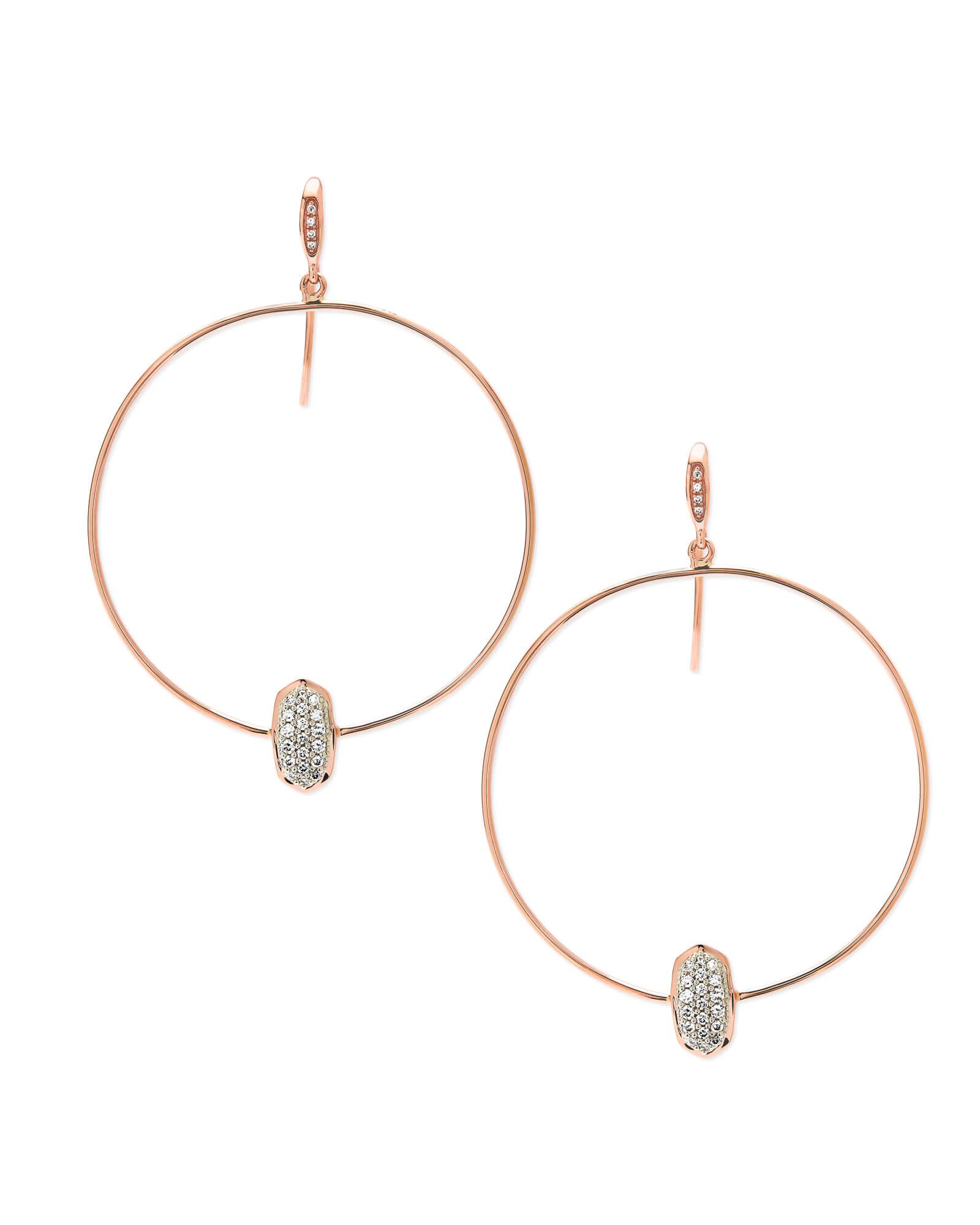 Kendra Scott Elora 14k Rose Gold Hoop Earrings in White Diamond