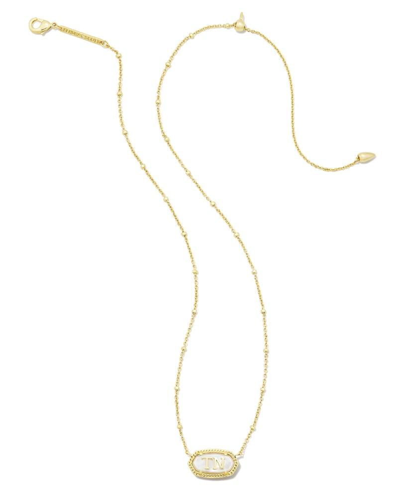 Elisa Gold Extended Length Pendant Necklace in Ivory Mother-of-Pearl