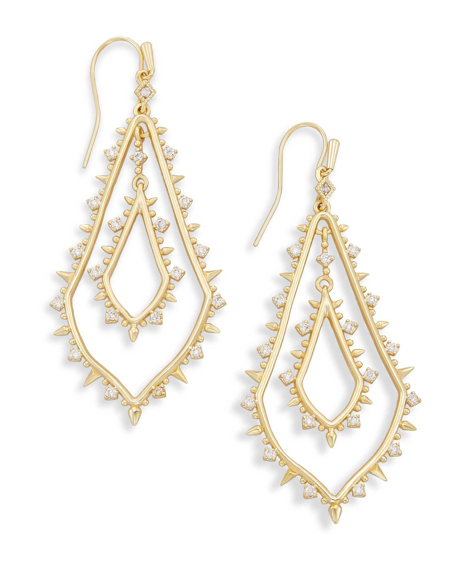 New KENDRA SCOTT Celebrity's Style Rhodium Gold Hallie Statement Drop Earrings