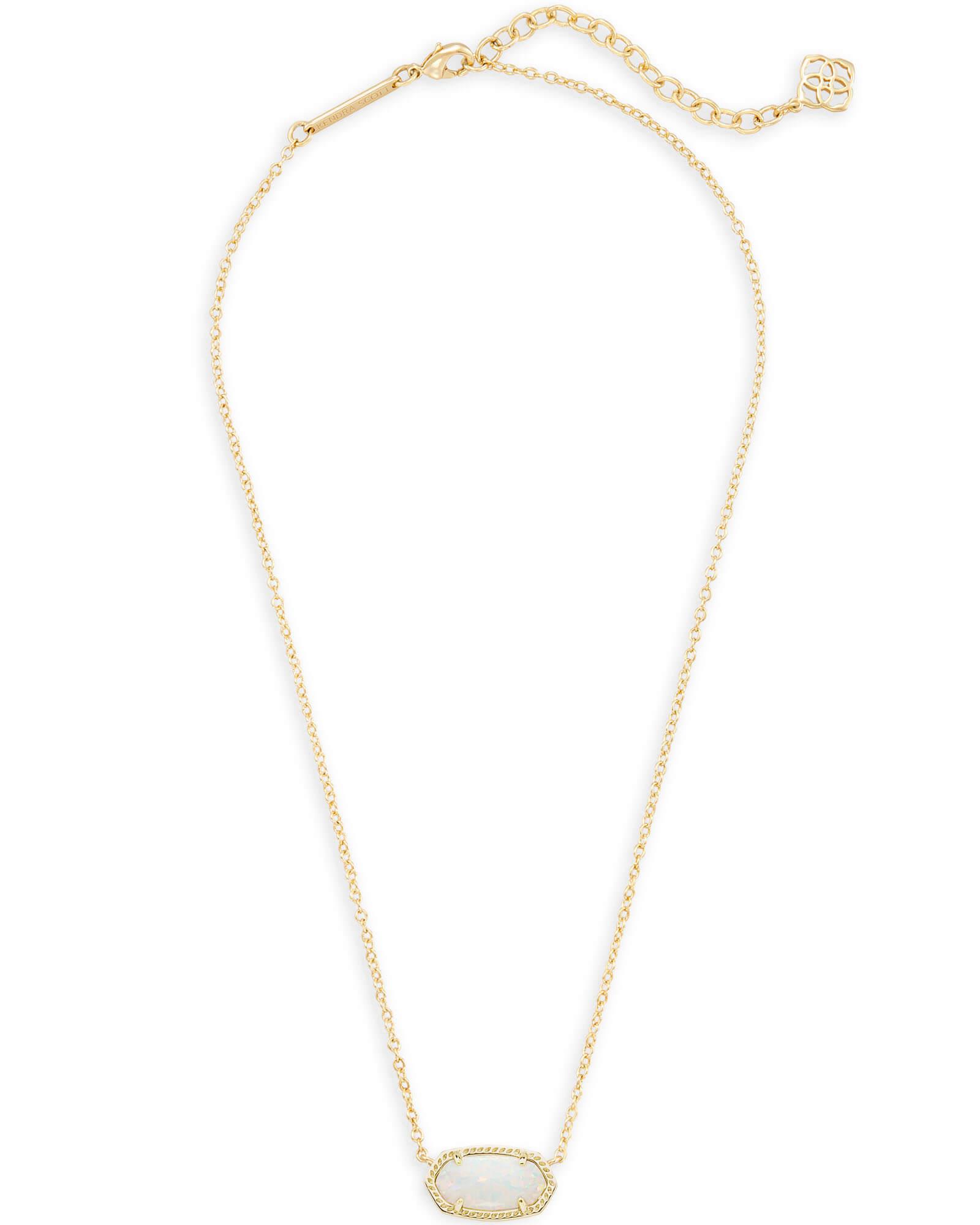 Kendra Scott Elisa Gold Pendant Necklace In White Kyocera Opal - Lyst