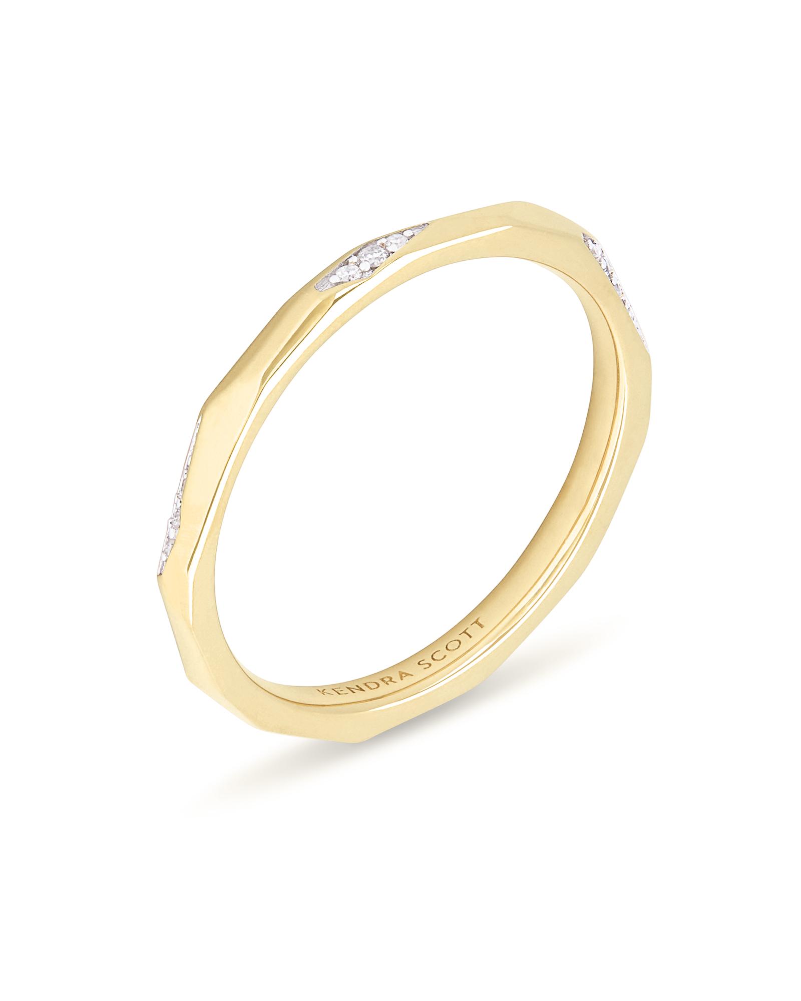 Kendra Scott Sade 14k Yellow Gold Band Ring in White Diamond (Metallic