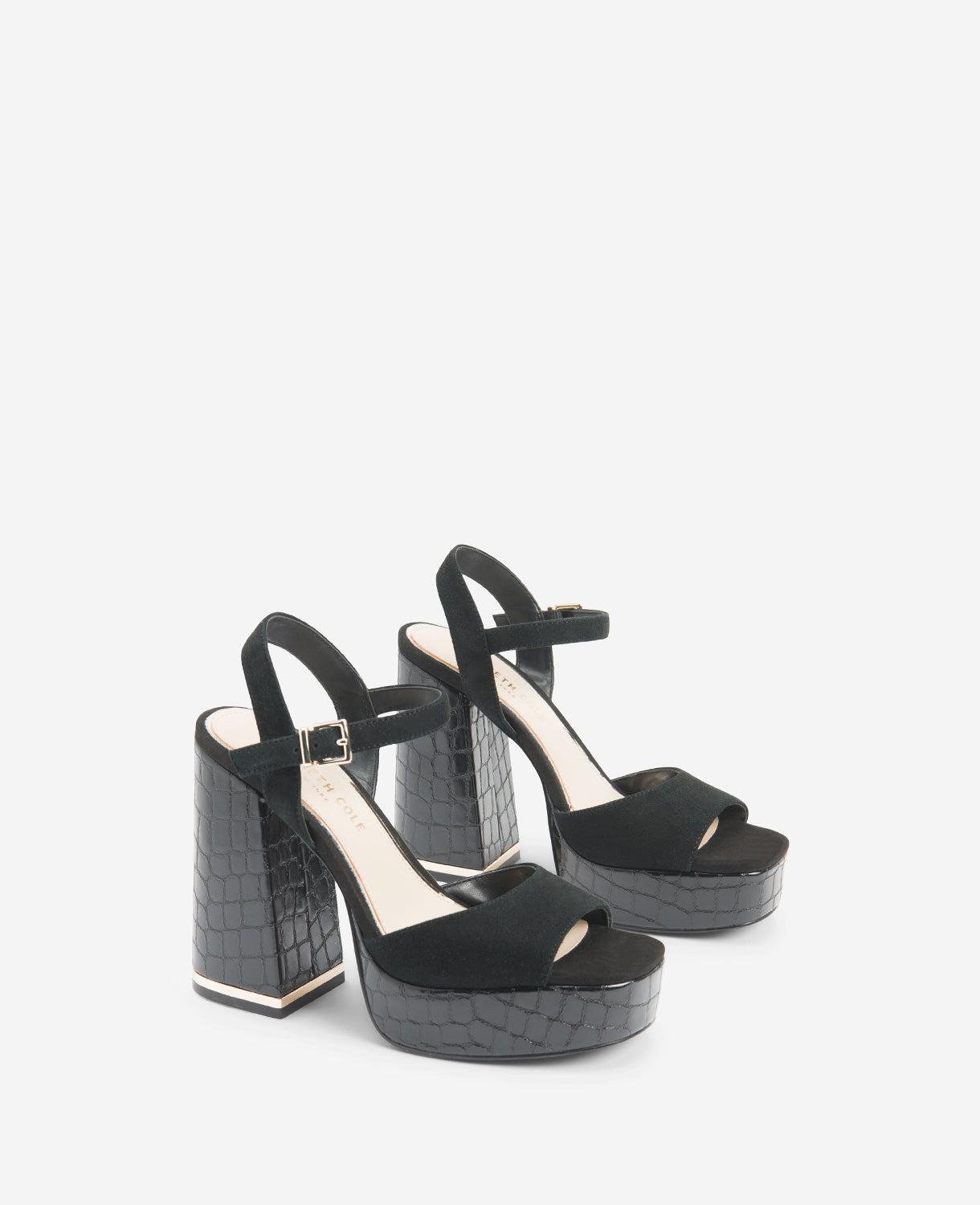 Kenneth Cole | Dolly Ankle Strap Platform Heeled Sandal In Black, Size: 5  in White | Lyst