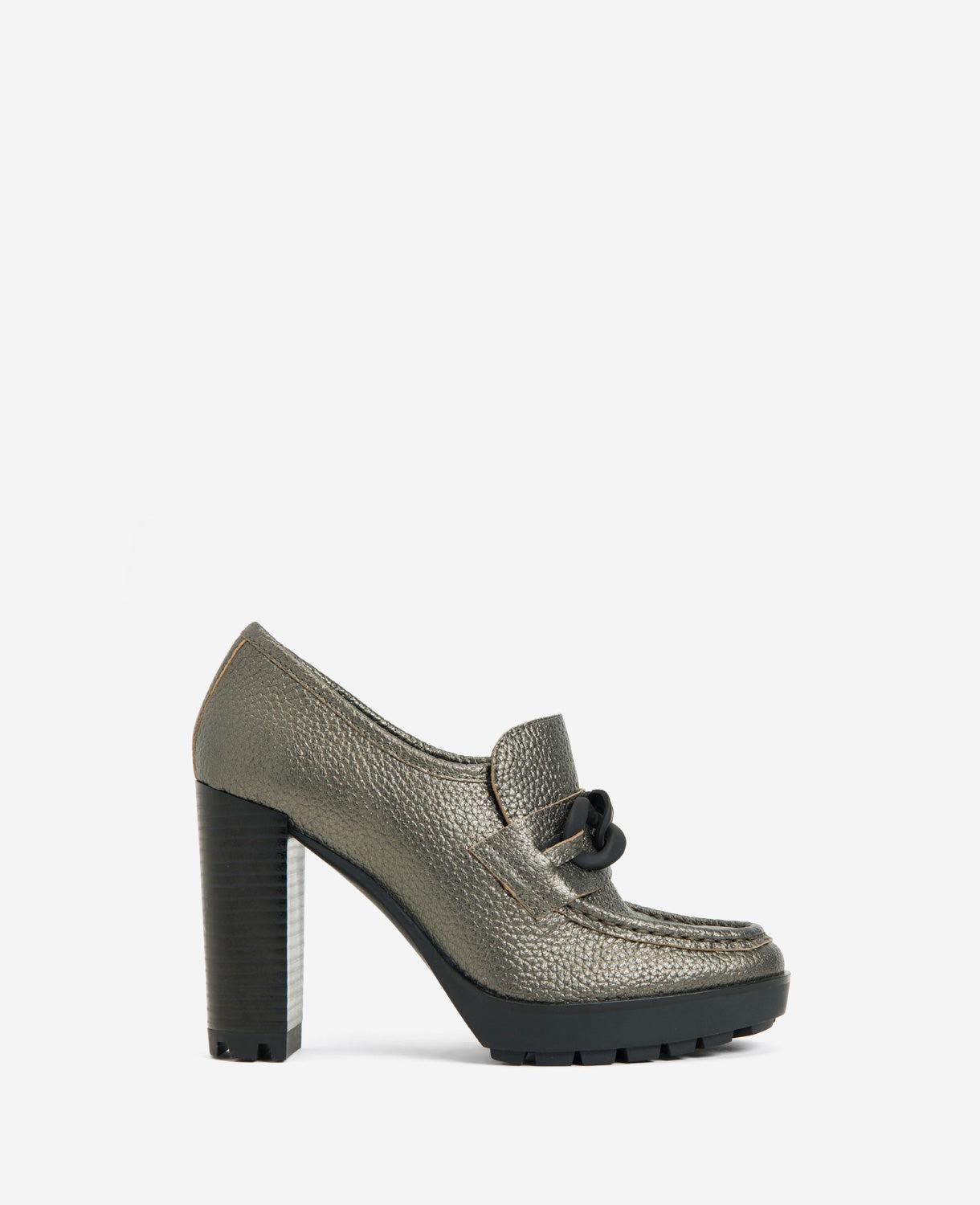 Kenneth Cole | Justin Heeled Lug Loafer In Pewter, Size: 5 in Gray | Lyst