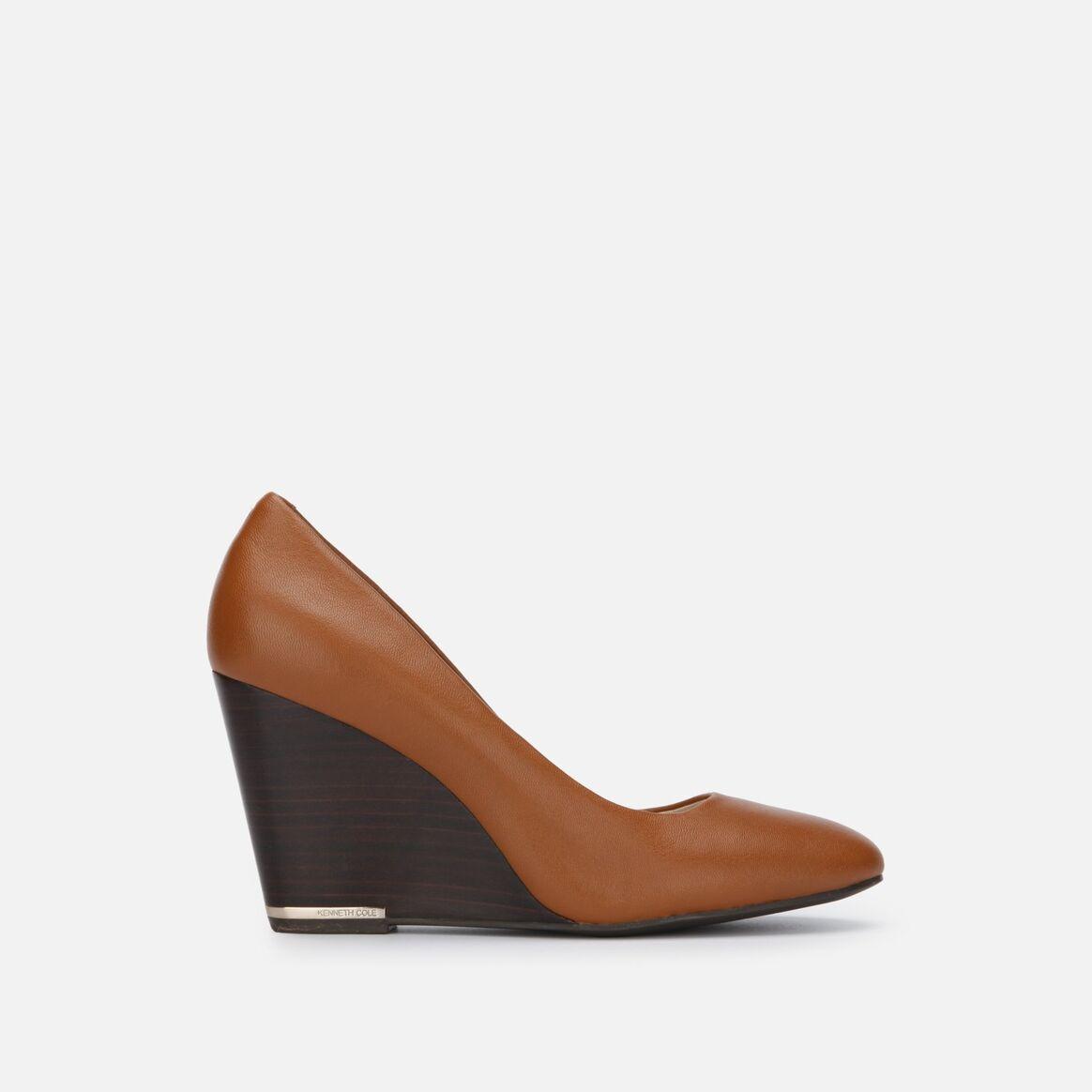 cognac wedge pumps