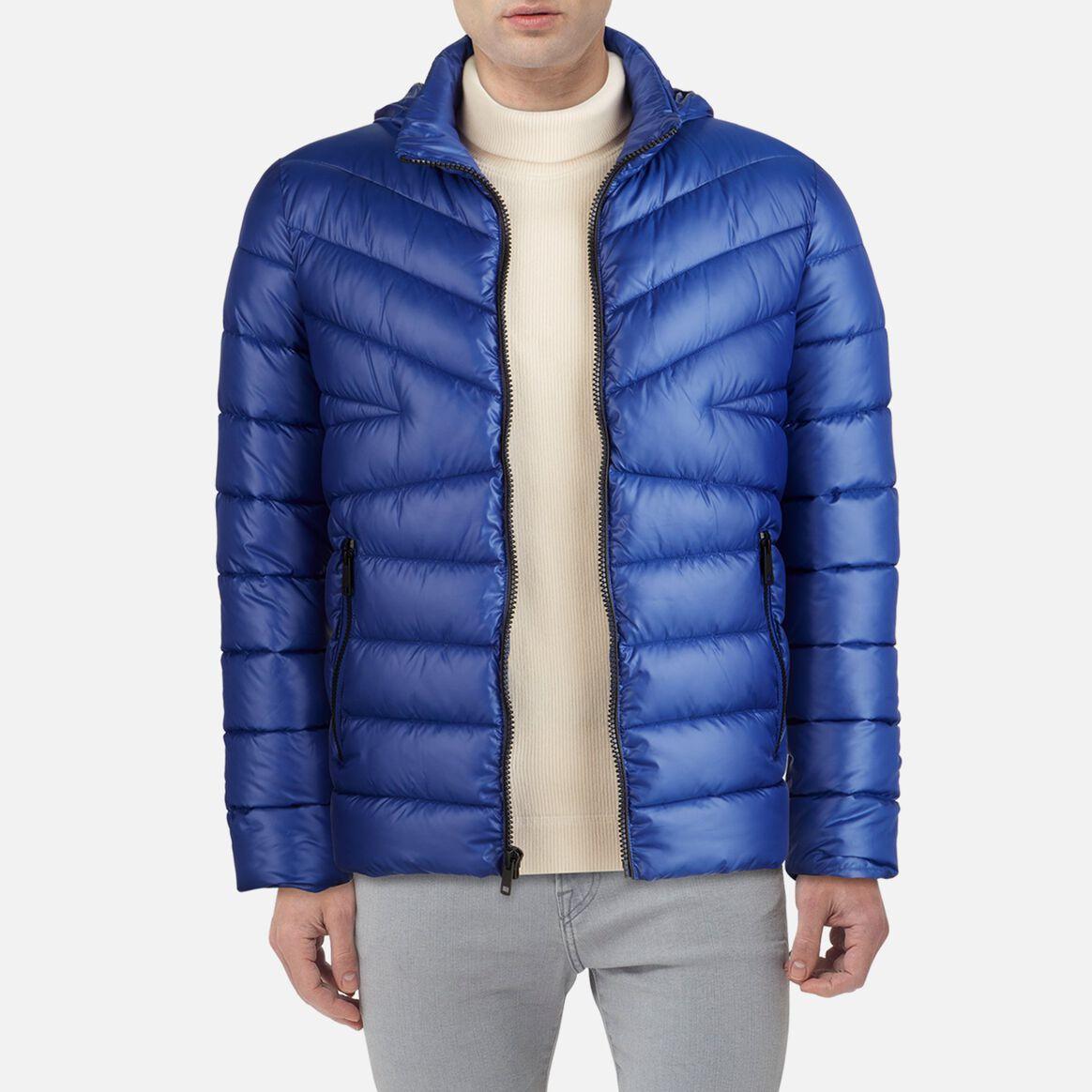 Kenneth Cole Midweight Hooded Puffer Jacket in Navy (Blue) for Men - Lyst