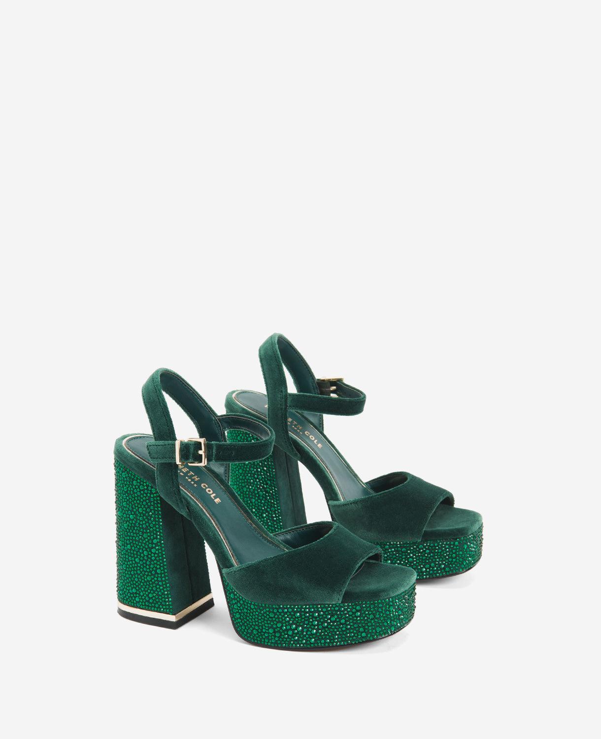 Kenneth Cole | Dolly Ankle Strap Crystal Platform Heeled Sandal In Hunter  Green, Size: 5 | Lyst