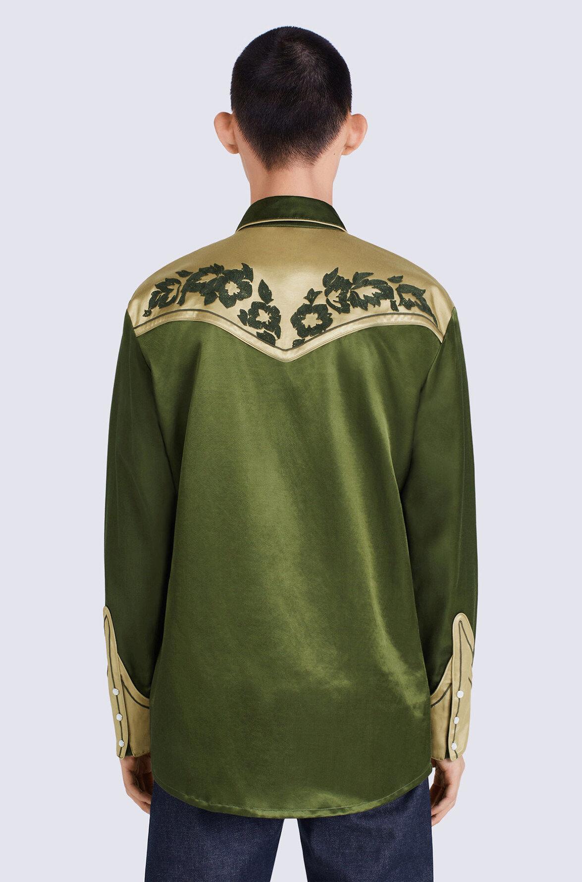 ブランド品専門の KENZO PARIS Green flower rayon shirt シャツ