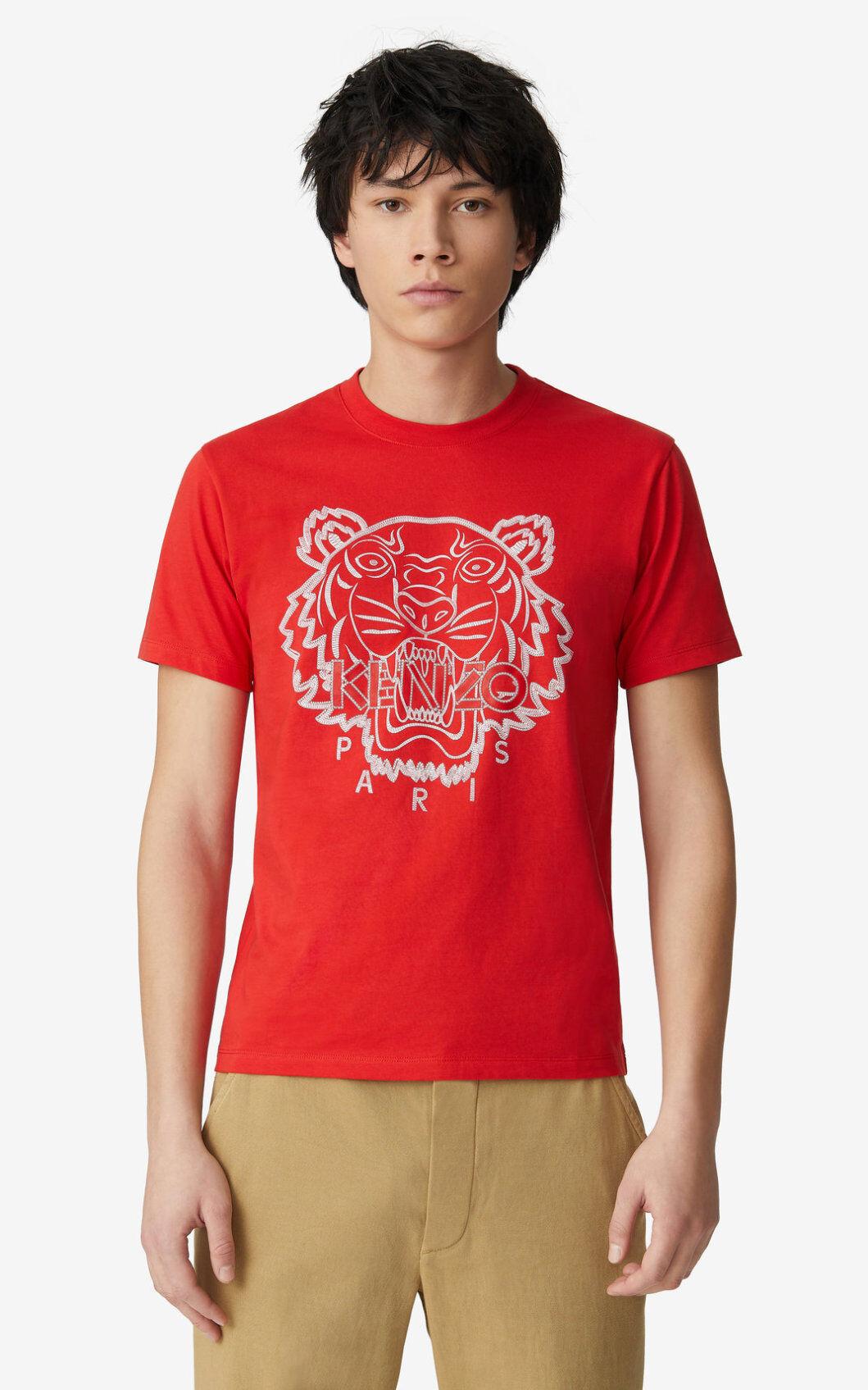 KENZO Cotton Tiger T-shirt in Red for Men | Lyst