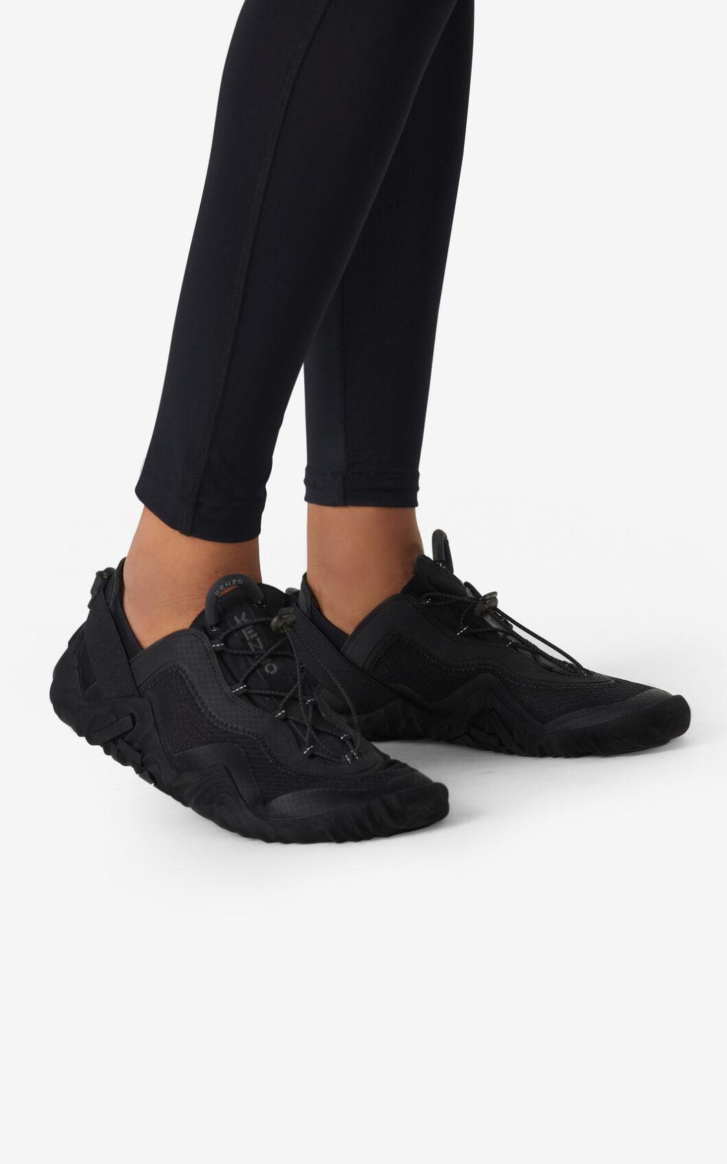 KENZO Lace Sport Wave Mesh Trainers in Black - Lyst