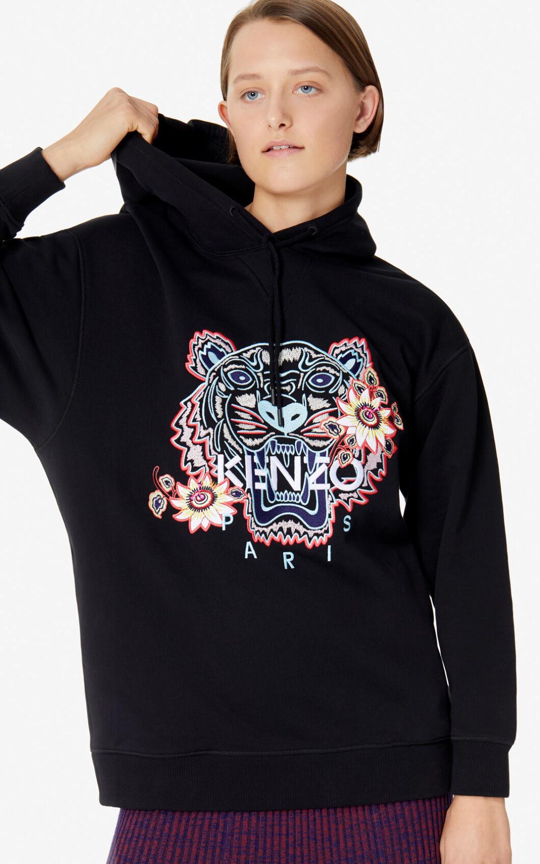 KENZO 'passion Flower' Tiger Hoodie in Black | Lyst