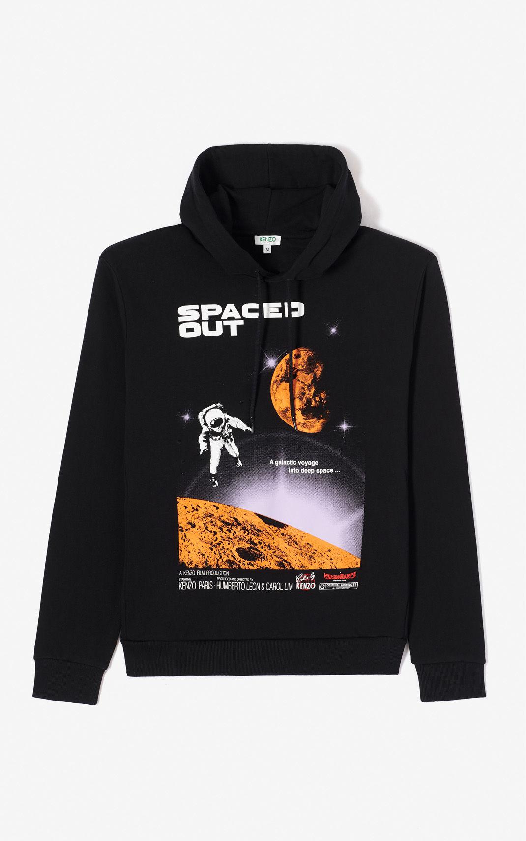KENZO Cotton Black Spaced Out Hoodie 