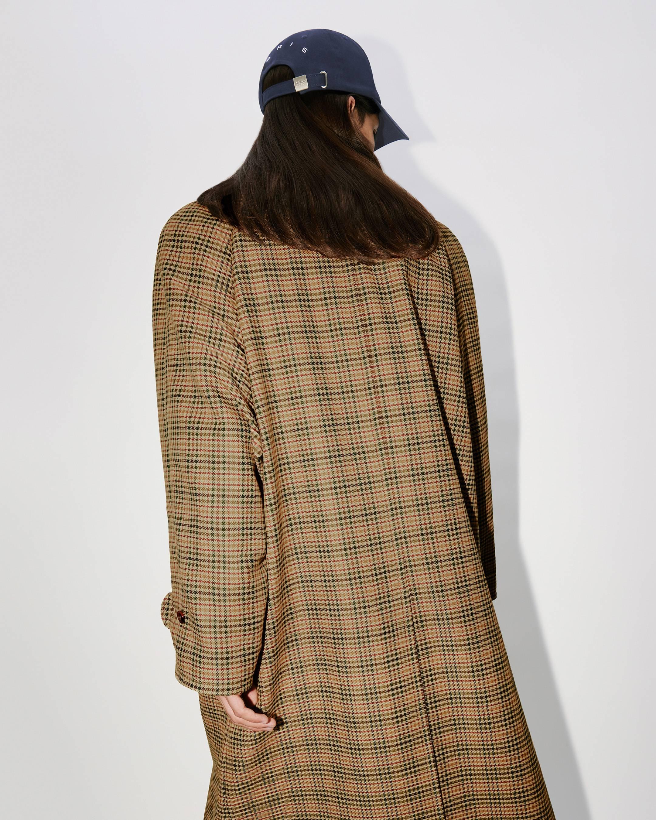 KENZO Checked Trench Coat in Natural for Men | Lyst