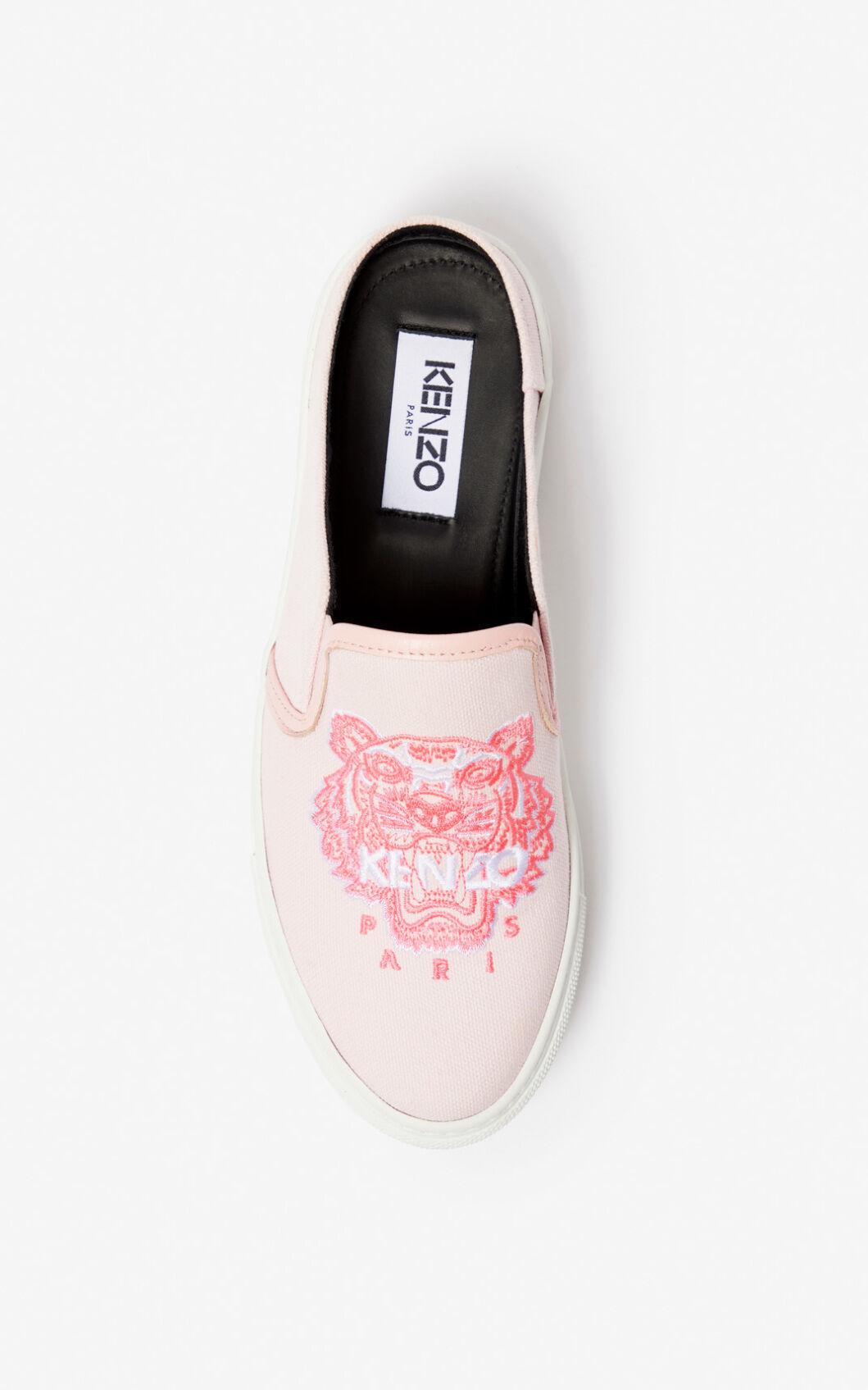 KENZO Leather K-skate Tiger Slip-on Mules in Pastel Pink (Pink) | Lyst