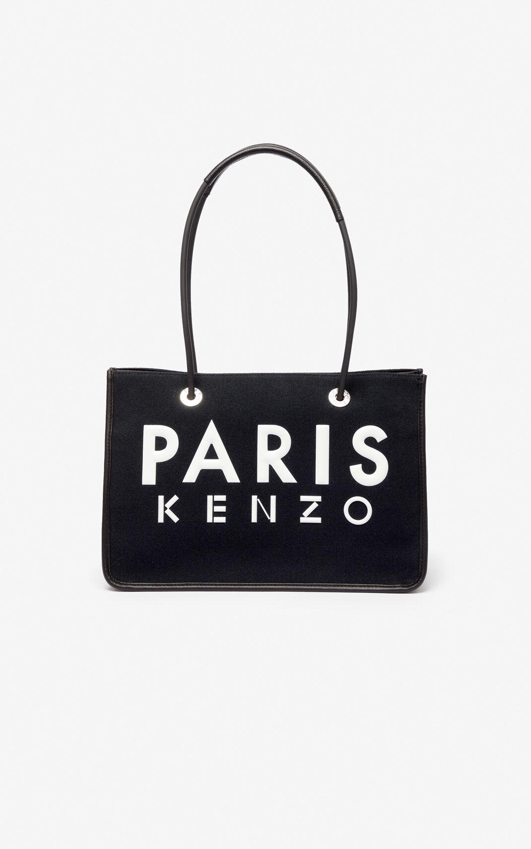 KENZO Leather Kombo Canvas Tote Bag in Black | Lyst