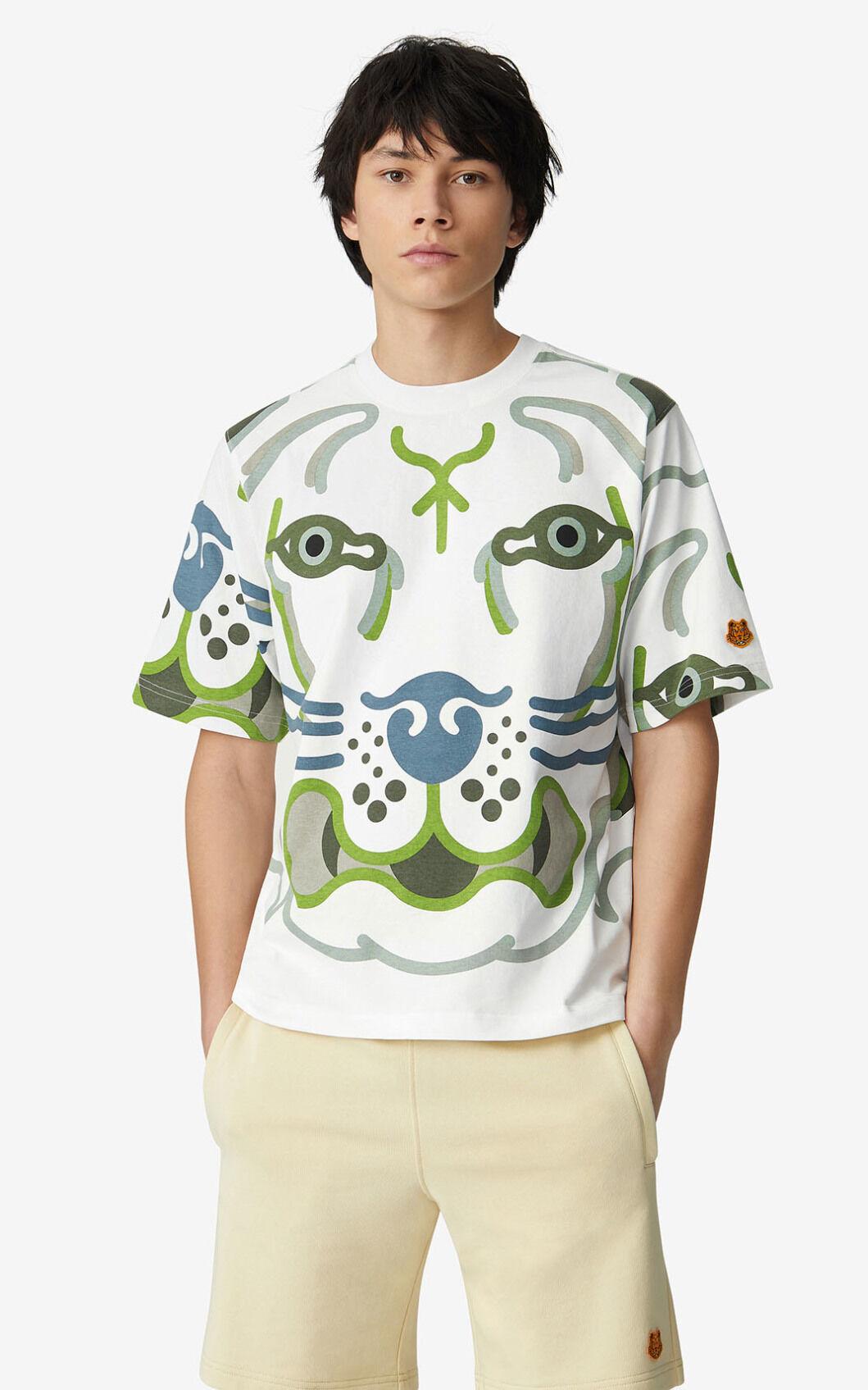 KENZO Cotton K-tiger Loose T-shirt in White for Men - Lyst