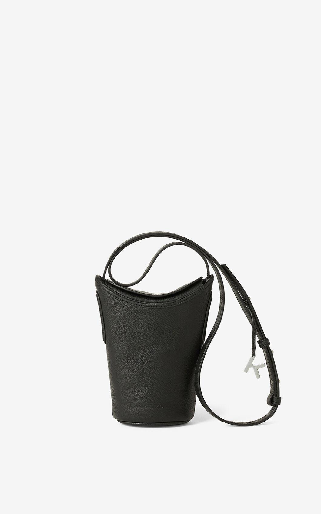KENZO Small Onda Leather Bucket Bag in Black - Lyst