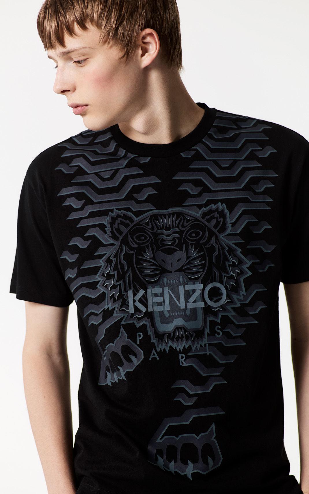 KENZO Cotton Geo Tiger T-shirt in Black 
