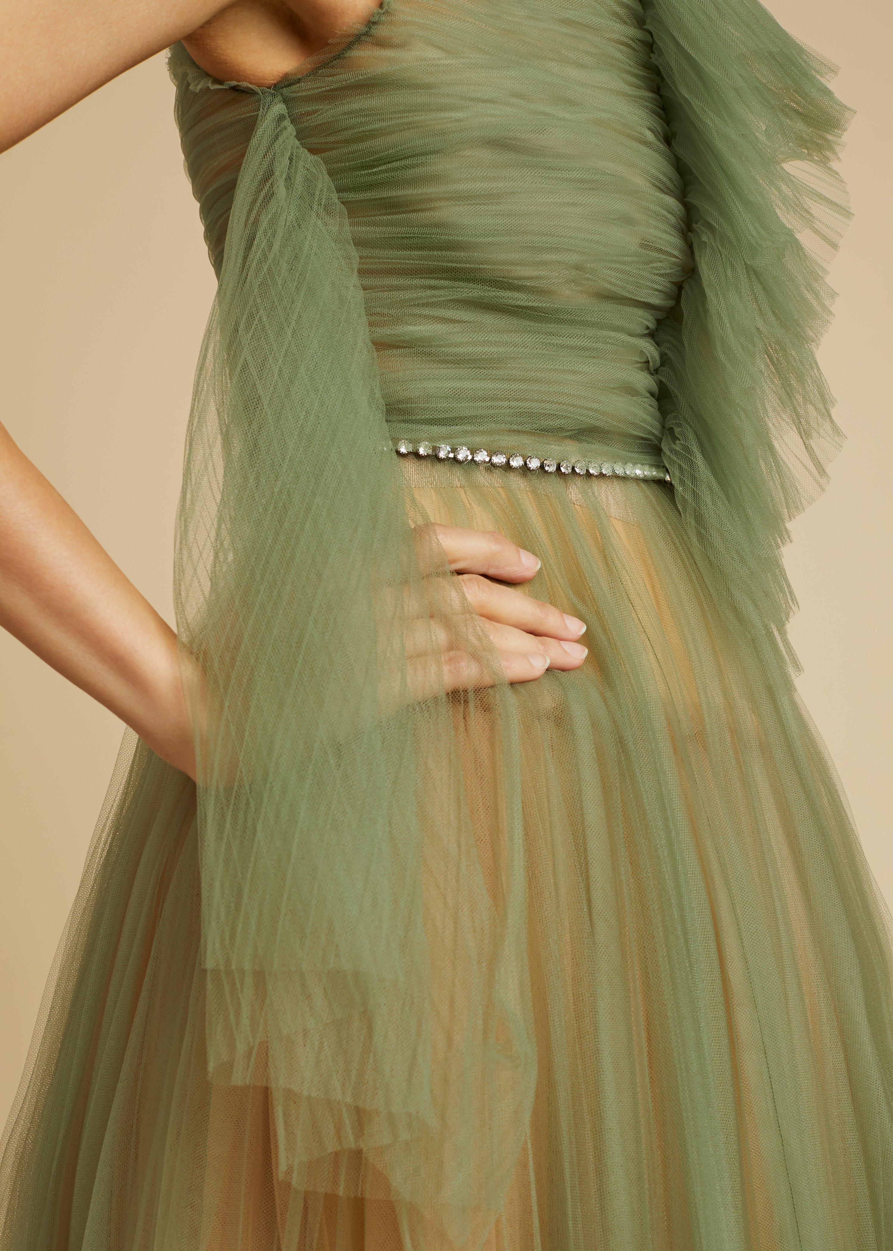 green emerald velvet dress KHAITE RIBBED KNIT MIDI DRESS SMALL main image 1