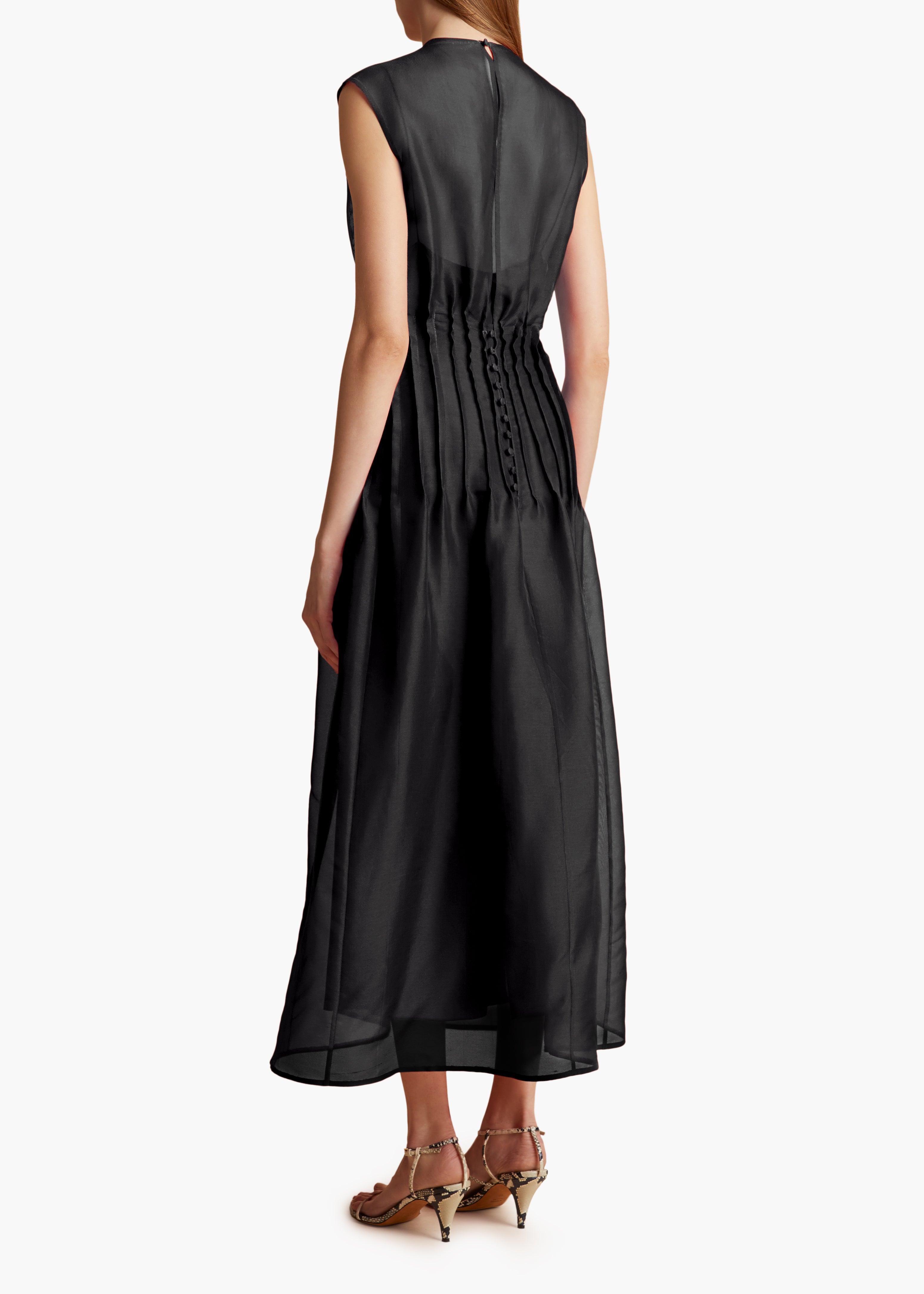 khaite wes pleated silk maxi dress KHAITE - Wes pintucked silk-organza maxi dress