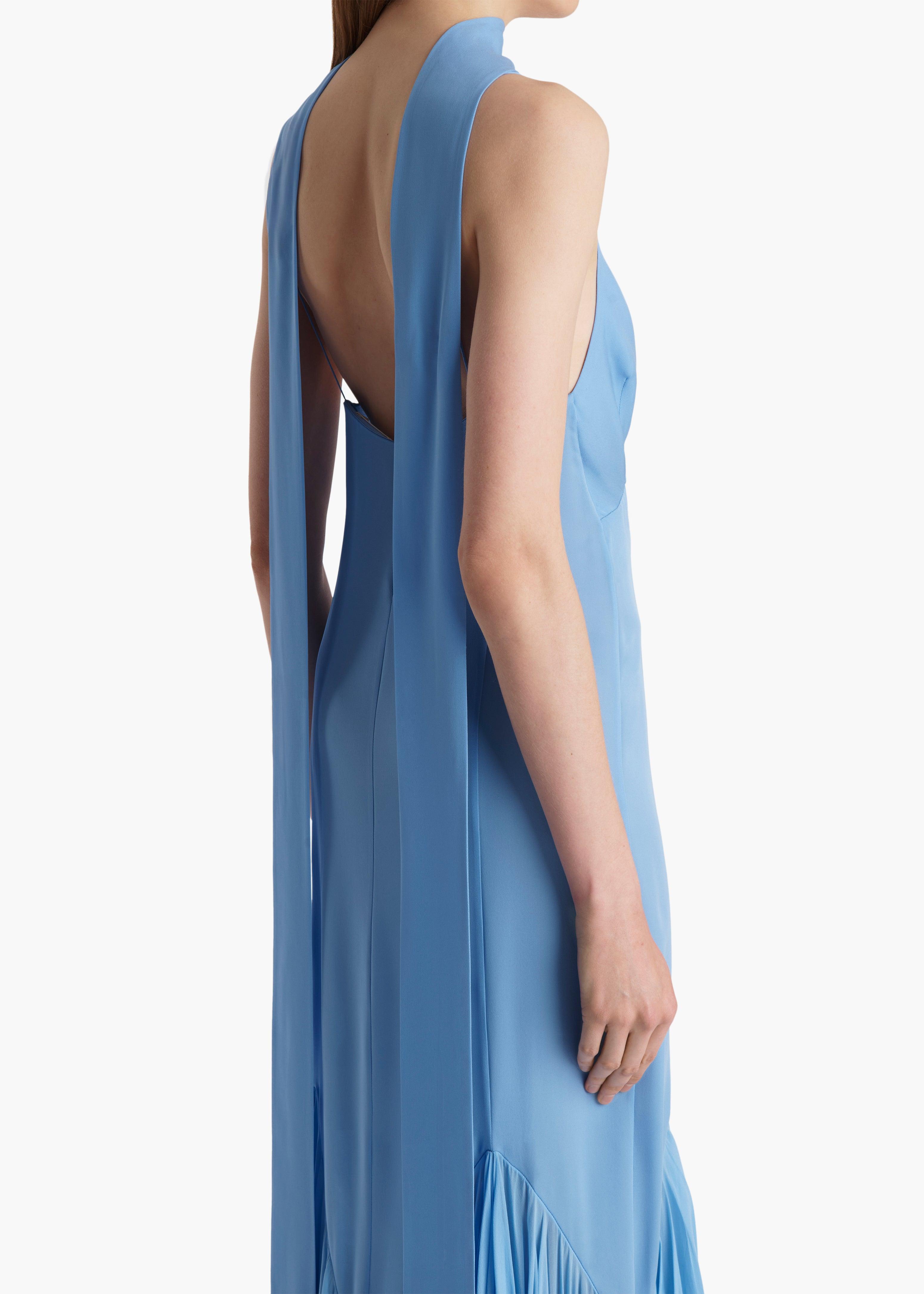 blue khaite dress Royal Blue Maxi Dress with Cut Outs
