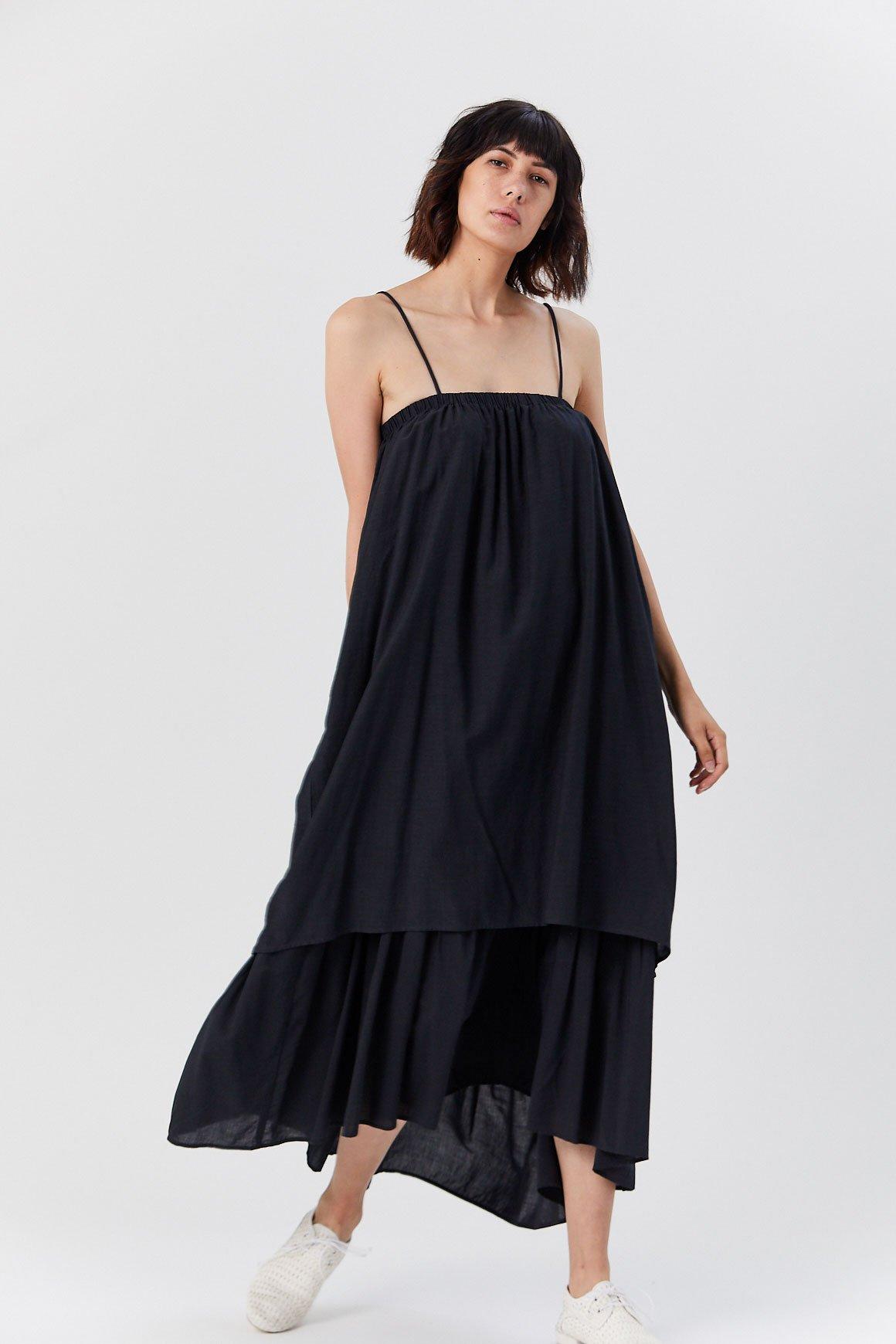 black crane double cami dress