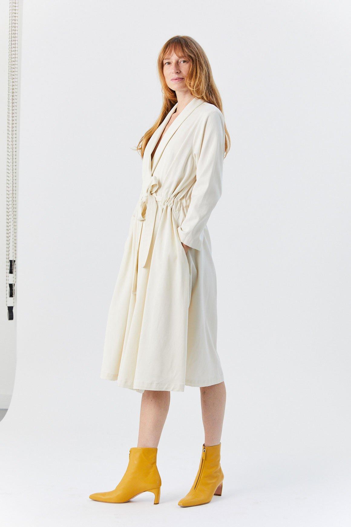 black crane wrap dress