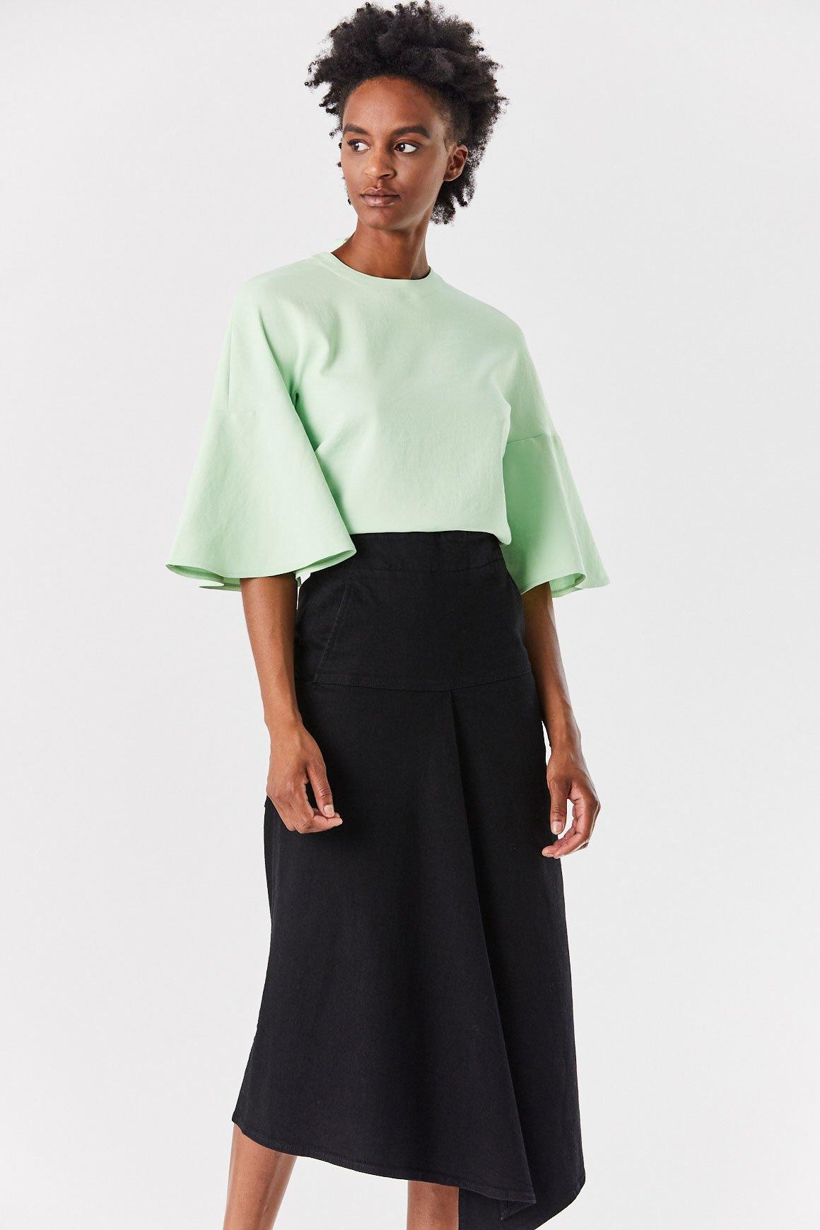 tibi ruffle sleeve top