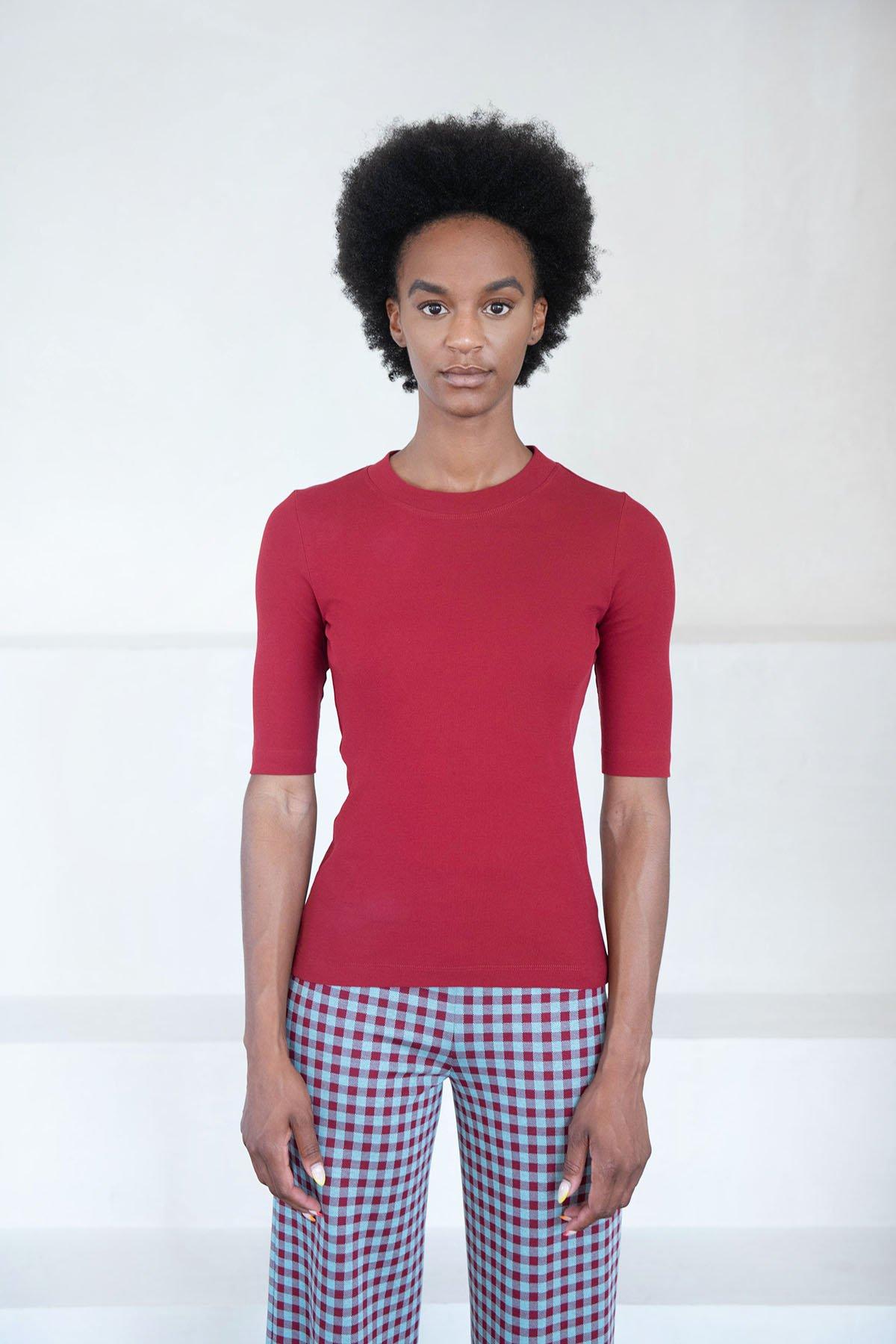 Rosetta Getty Cotton Cropped Sleeve T-shirt in Red - Lyst