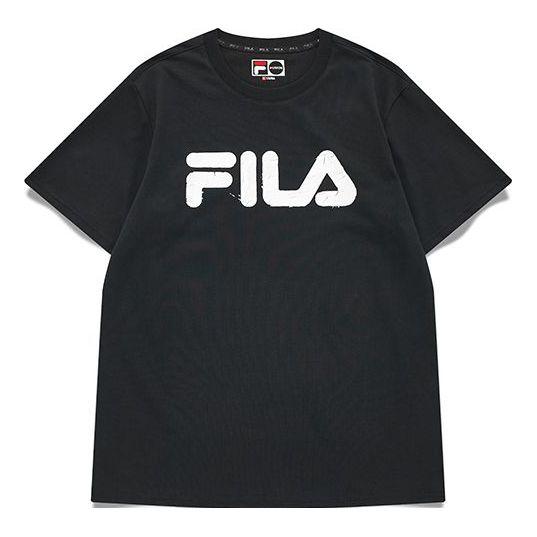 FILA FUSION Rock Logo Printing Sports Short Sleeve Dark Black T-shirt for  Men | Lyst