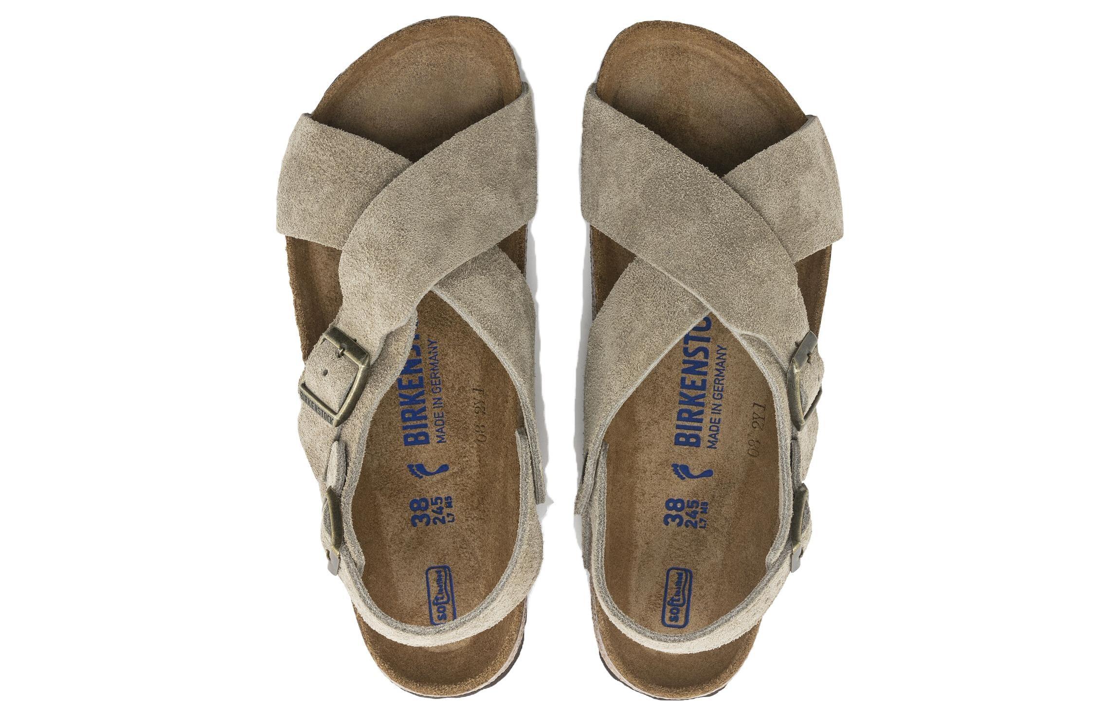 Birkenstock Tulum Suede Leather Narrow Fit Sandals 'Taupe' in