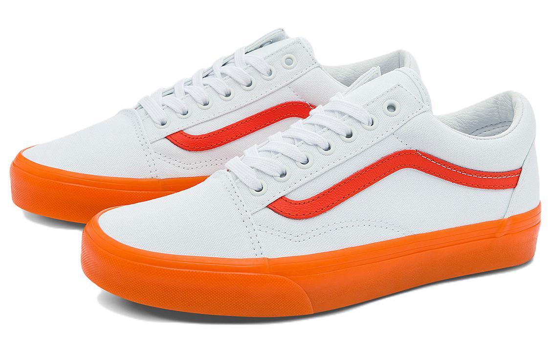 Vans Old Skool Casual Low Top Skate Shoes Small Orange Side Stripe 'white'  | Lyst