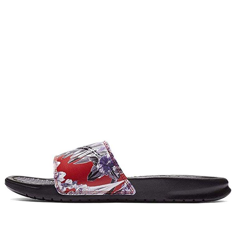nike black floral slides