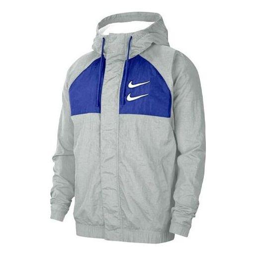 Nike Swoosh Sports Contrasting Colors Printing Alphabet Hooded Jacket Gray  for Men | Lyst